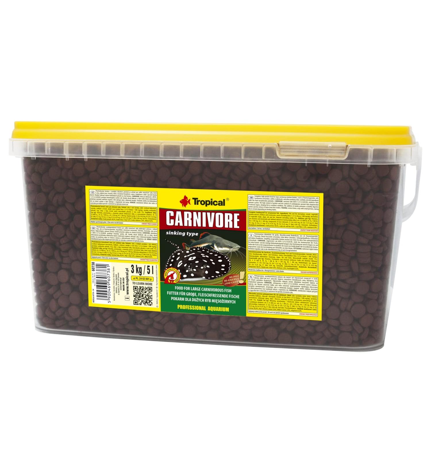 Tropical Carnivore 5L / 3kg - Food for Deep Sea Carnivorous Fish - Buy Online on GoSupps.com