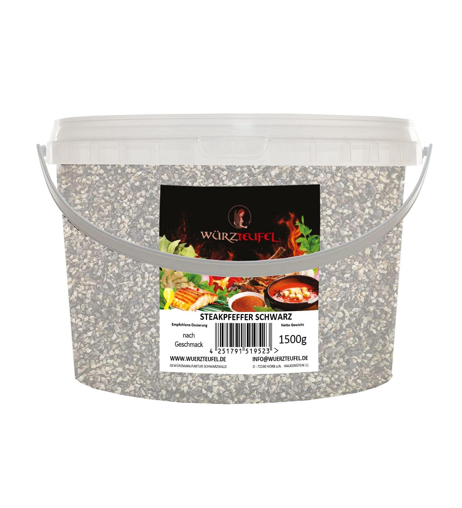 Black Pepper - Finely Ground Steak Pepper - Reduced Seeds - Premium Quality from Indonesia - 1500g Polyethylene Bucket - Buy Online on GoSupps.com