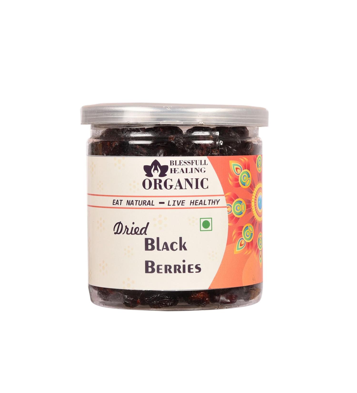 Blessfull Healing Organic Dried Black Berries 300 Gram Airtight Container (Packing May Vary) - Buy Online on GoSupps.com