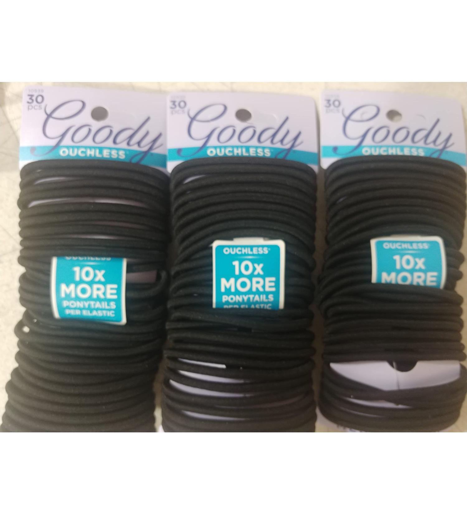 Goody Ouchless Black Hair Elastics 4mm - 90 Count | No Metal Design - Buy Online on GoSupps.com