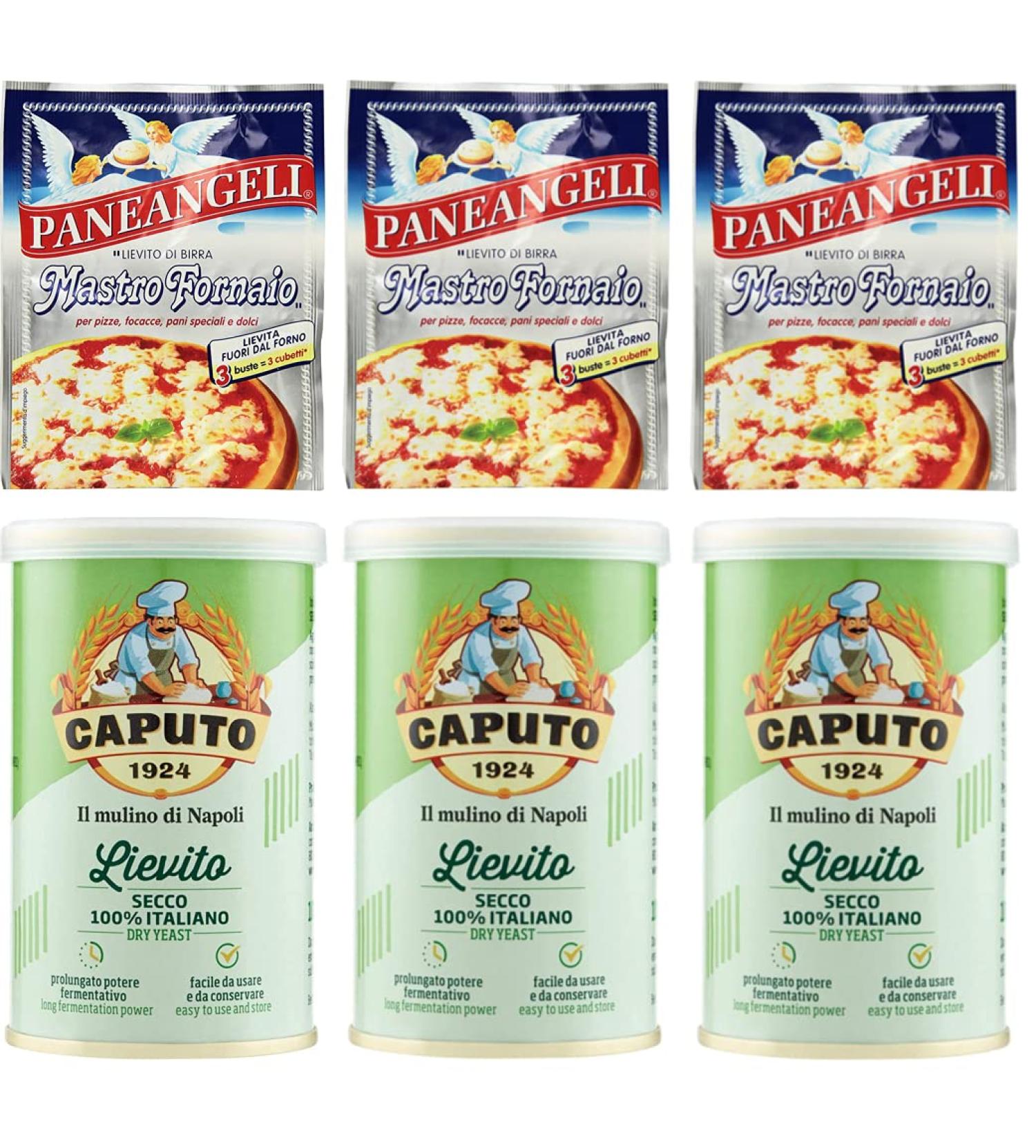 Paneangeli Lievito Degli Angeli Yeast Discs + 3 Caputo Dry Yeast Yeasts 100% Italian 100g