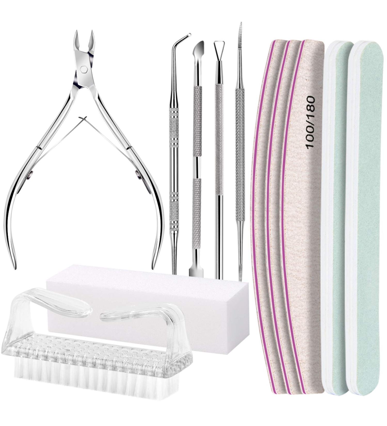 Fandamei Nail Buffer & File Set | Gel Nails Manicure Kit | 100/180 Nail Files Tongs & Shaver for Perfect Pedicures - International Shipping Available - Buy Online on GoSupps.com