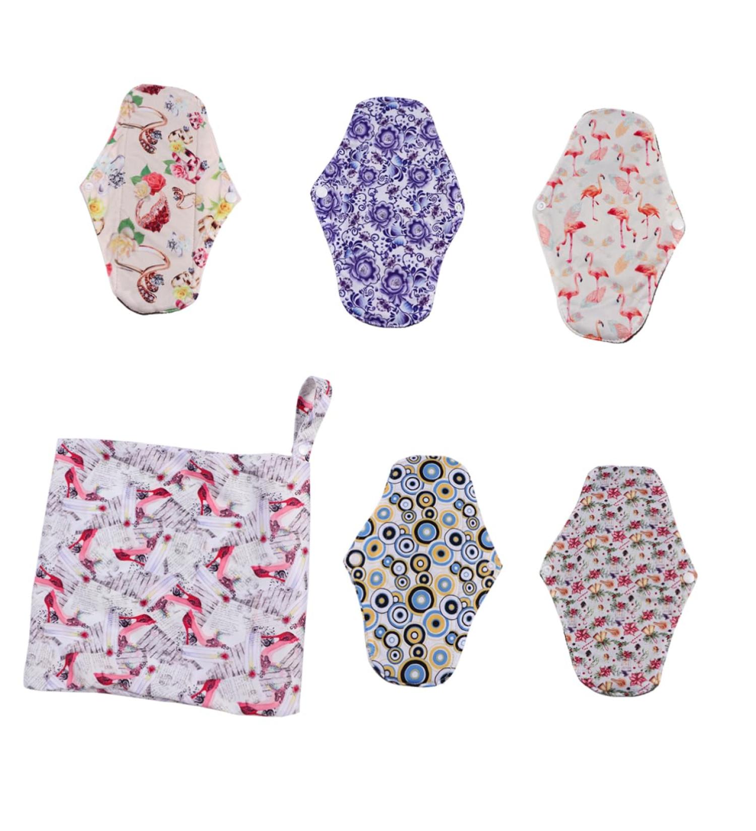 Organic Bamboo Pantiliners for Women - 5pcs Washable Charcoal Menstrual Pads - Buy Online on GoSupps.com
