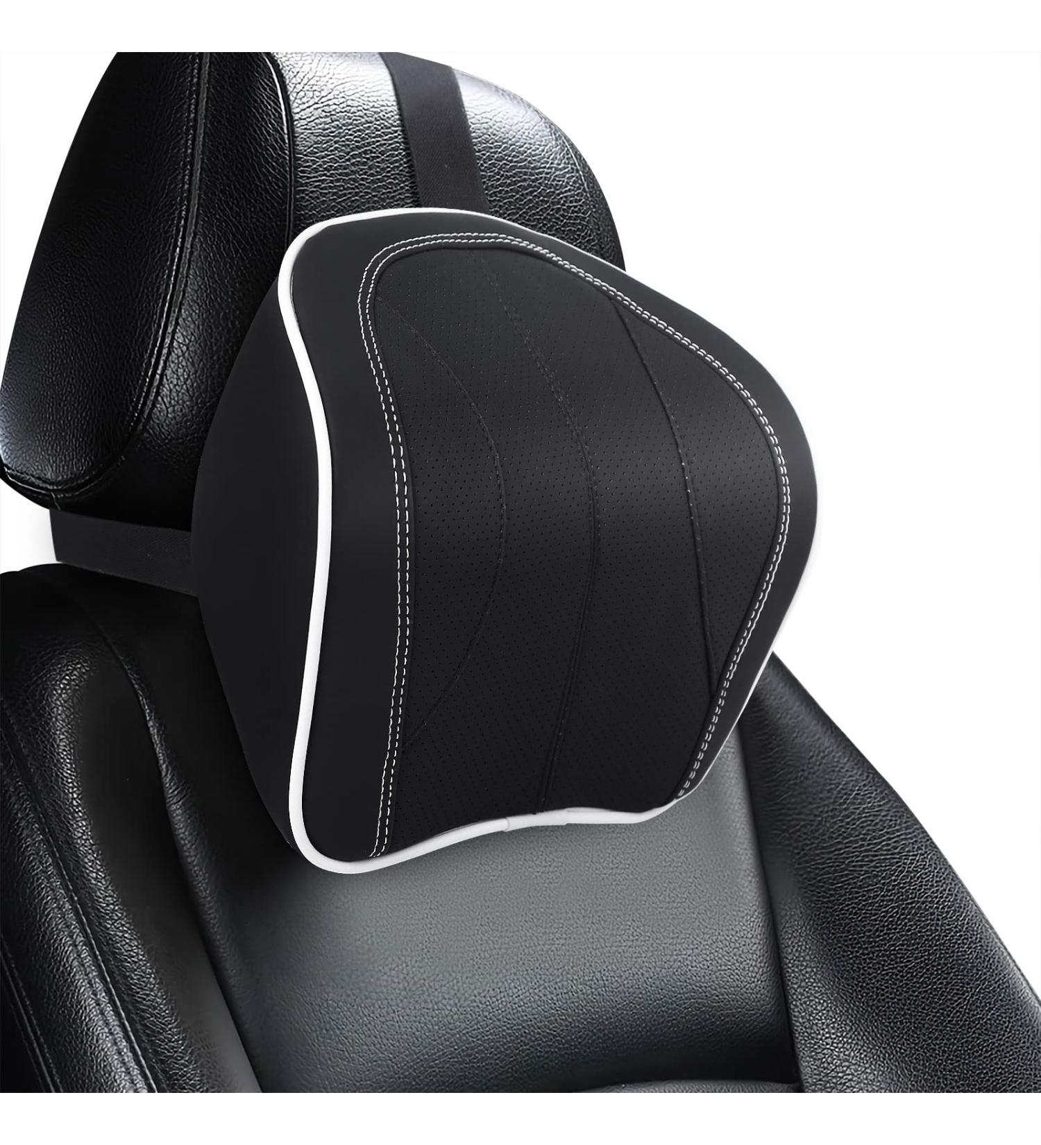 Zatooto Memory Foam Car Neck Pillow Adjustable Headrest for Driving Gaming & Office | Leather Comfort (Black) - Buy Online on GoSupps.com