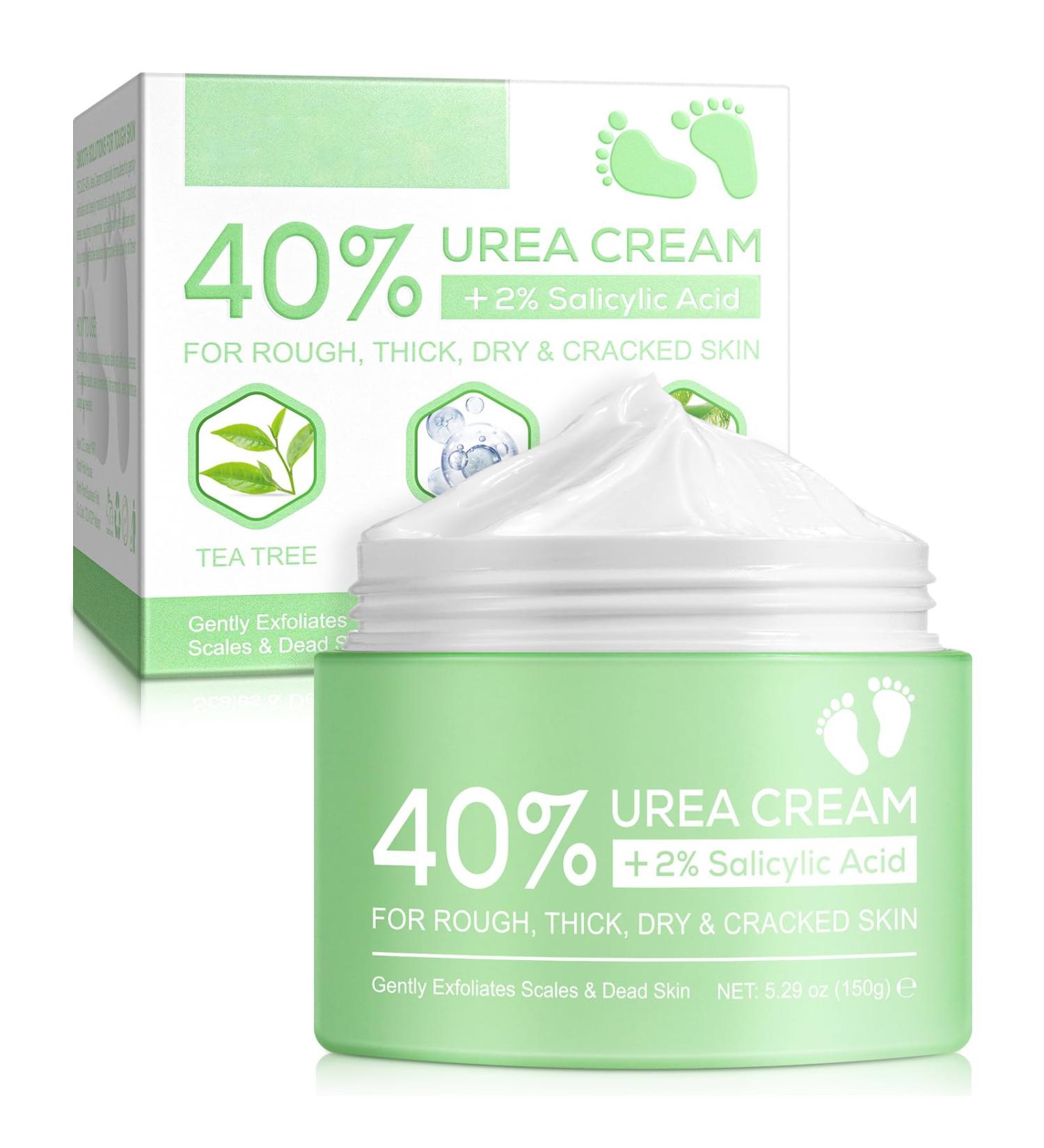 150g Urea Foot Cream Cracked Heel Repair Cream For Feet and Hand Callus Remover For Dry And Hard Skin Urea Cream for Feet with Hyaluronic Acid Tea Tree and Aloe Vera for Deep Moisturizing - Buy Online on GoSupps.com