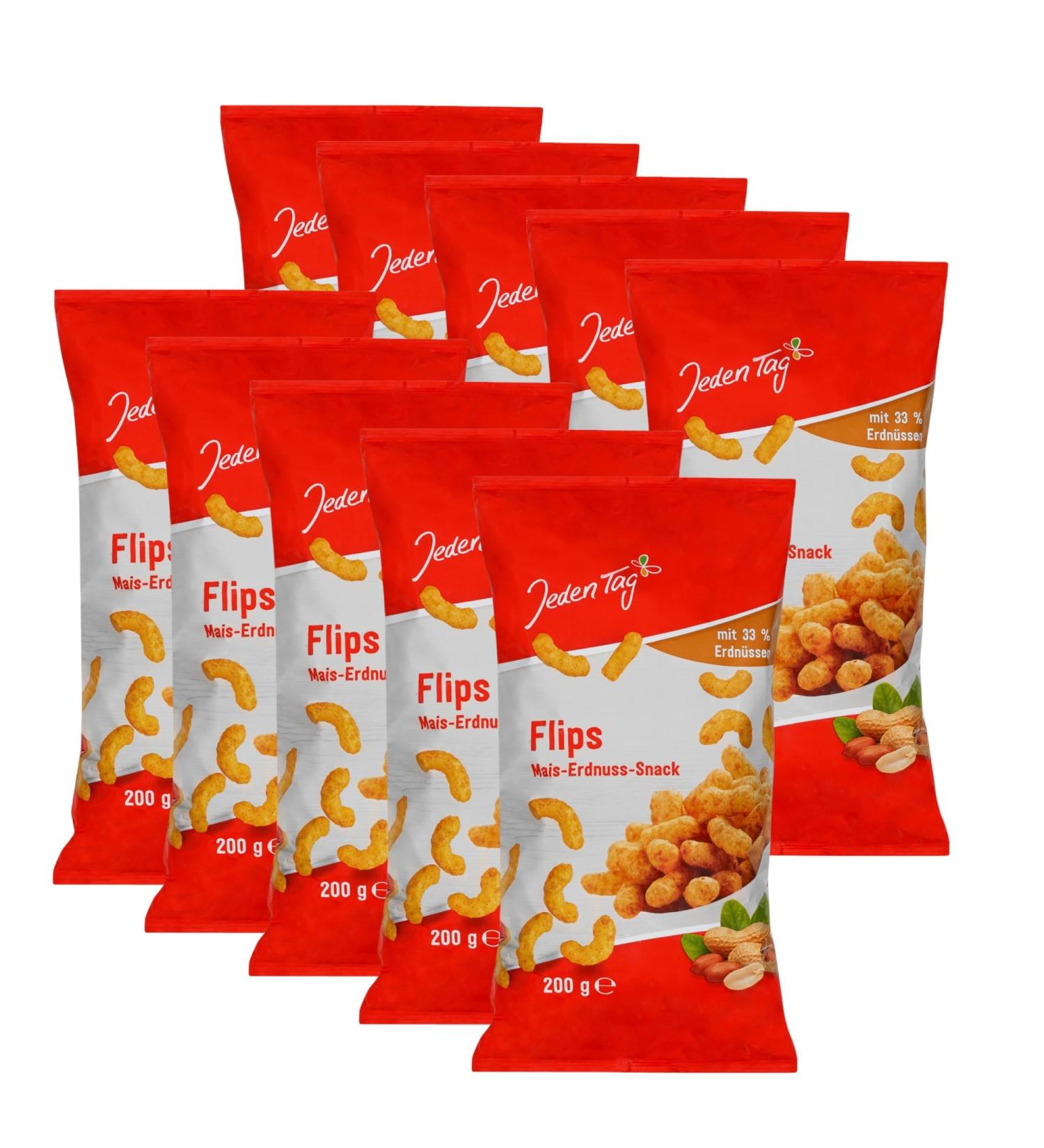 Earthnut flips 200g every day |Nuclear nibbles with sunflower oil ideal for snacks and parties (peanut flips 10 -pack) peanut flips 200 g (10 pack)