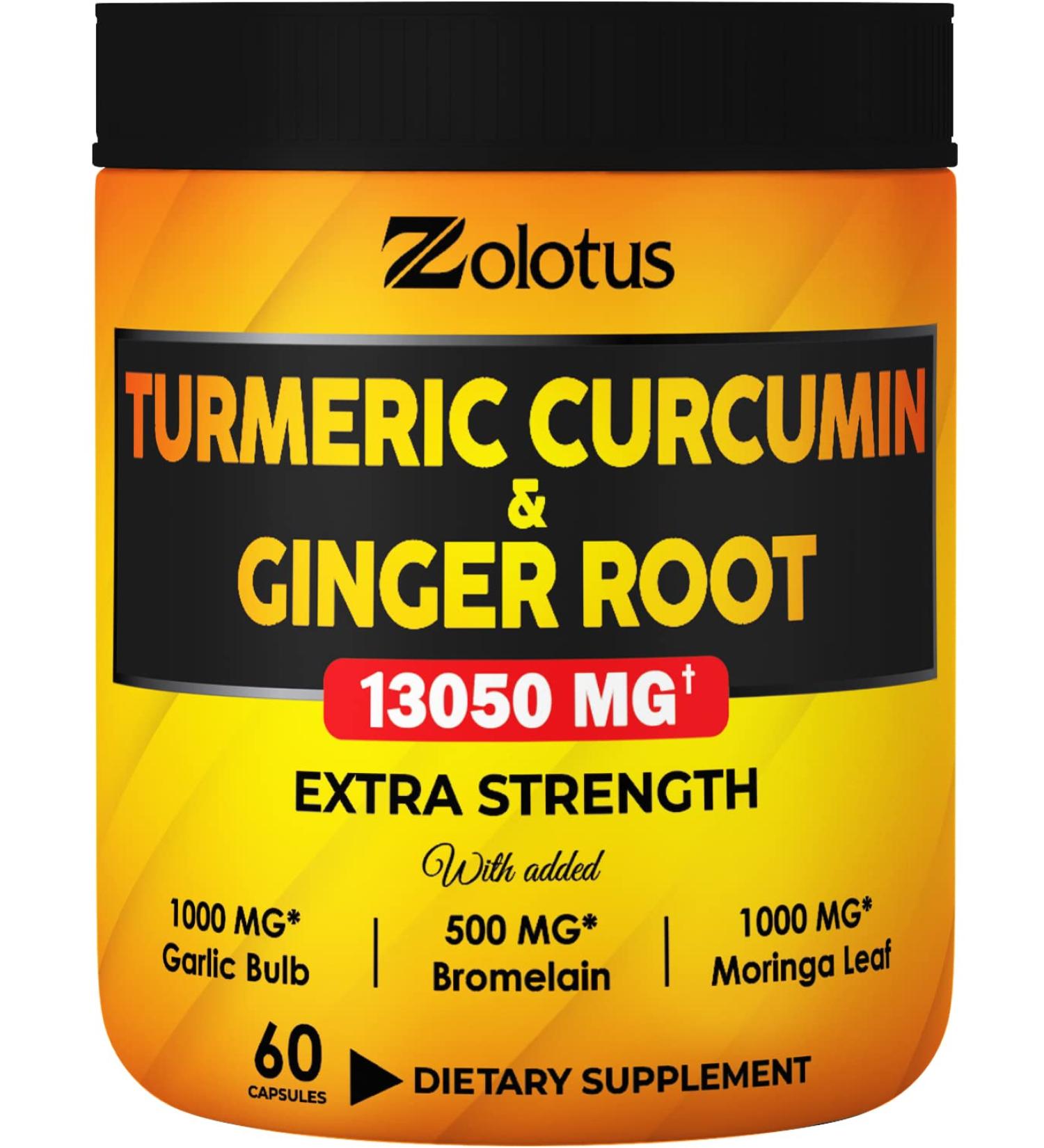 6-in-1 Turmeric Curcumin with Ginger Capsules - 13050mg Equivalent, Joint Support, Anti-Inflammatory, 60 Count - Buy Online on GoSupps.com