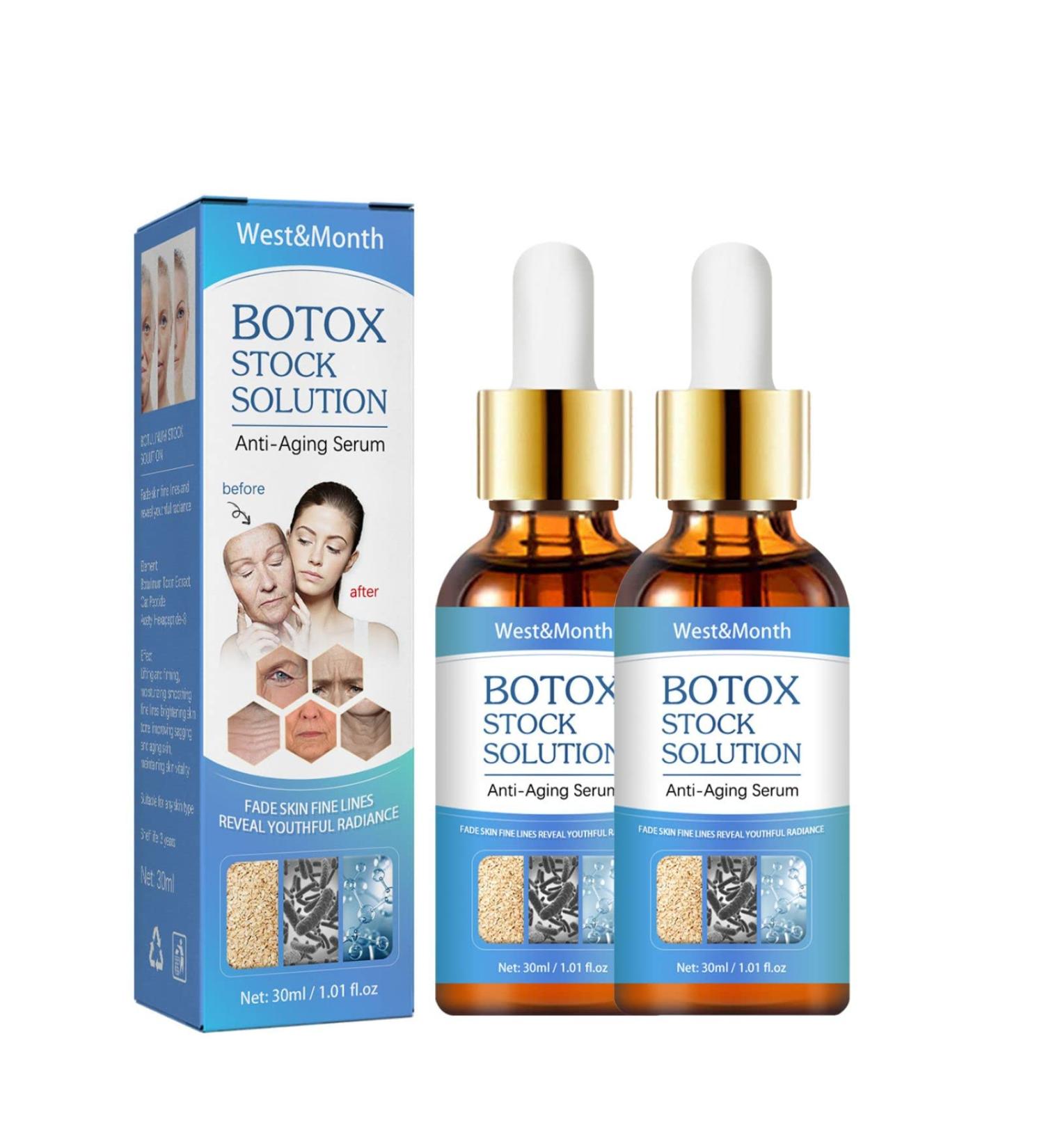 2PCS Botox Stock Solution & Collagen Peptide Serum for Anti-Aging | Jennifer Aniston Boost Facial Serum for Wrinkles - Buy Online on GoSupps.com
