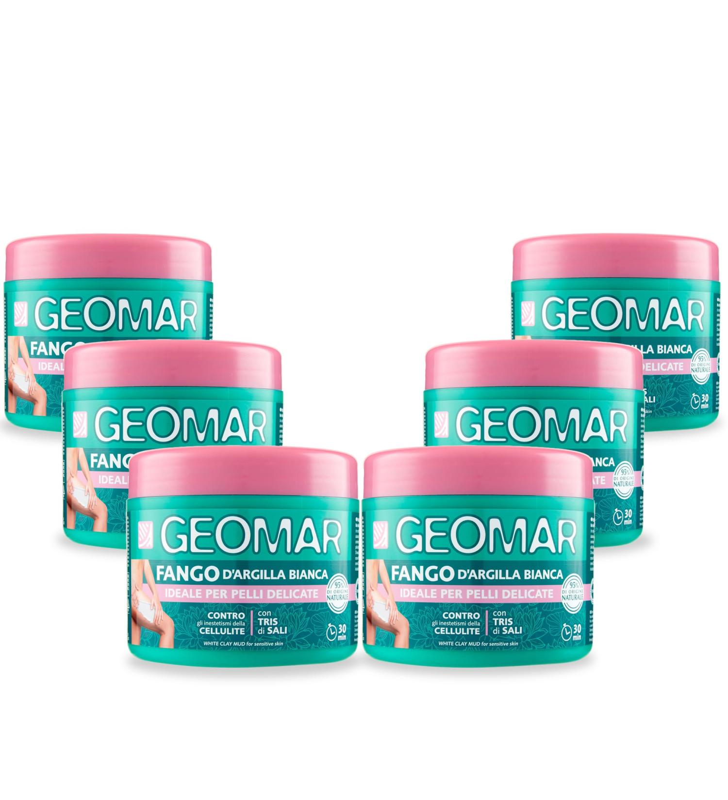  Geomar GEOMAR | White clay mud against cellulite imperfections sensitive skin 95% natural origin with tris salts (sea salt Epsom and Dead Sea) made in Italy 6 x 600 g - Buy Online on GoSupps.com