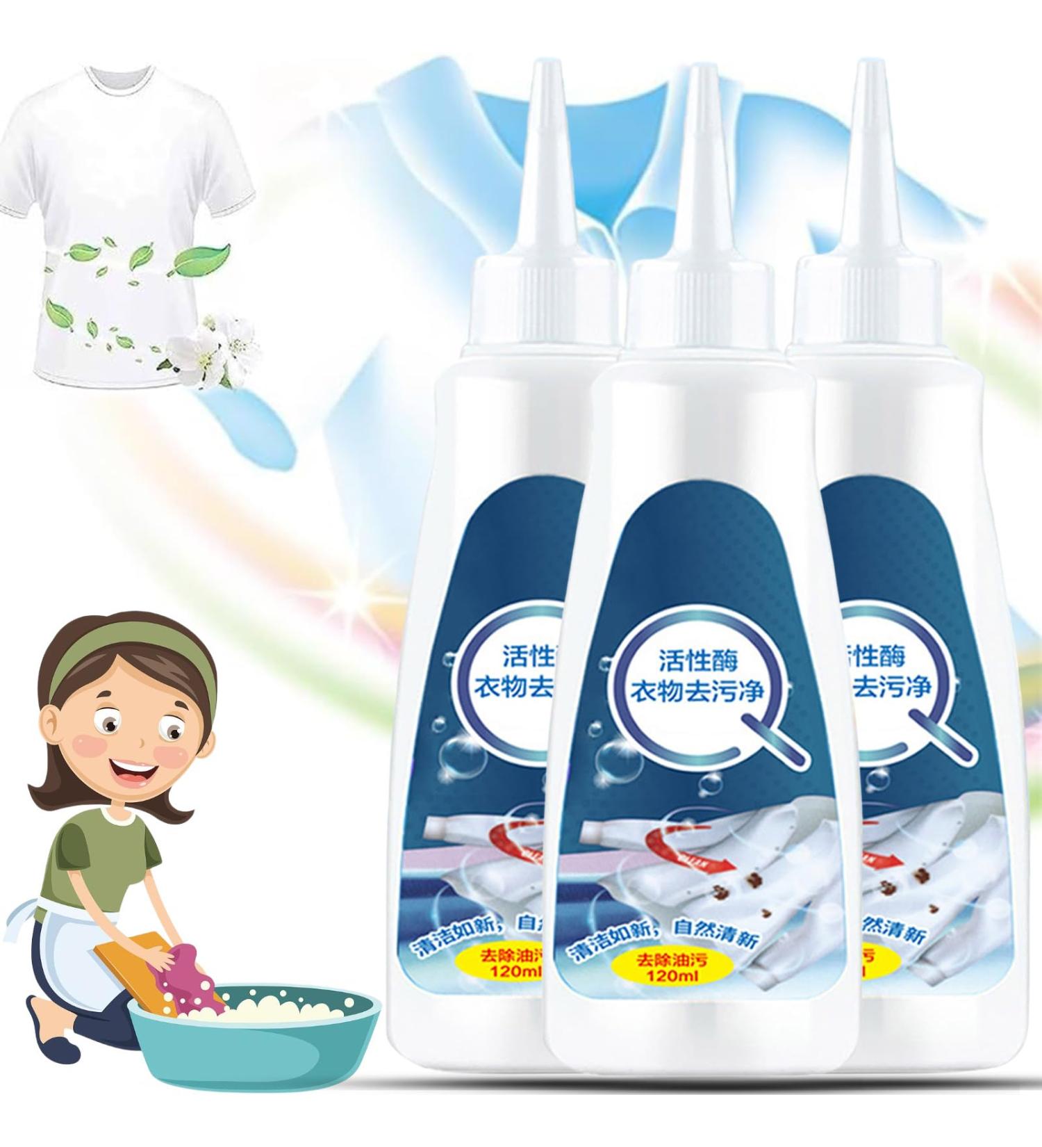 Donubiiu Affectionate Stain Remover Affectionate Active Enzyme Laundry Stain Remover - White Shirt Guardian Active Enzymatic Laundry Cleaning Stubborn Stain Cleaner Oil Remover (3PCS White) - Buy Online on GoSupps.com