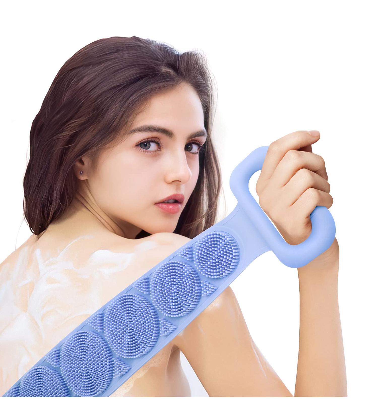 HOPESO Silicone Back Scrubber for Shower - Grass Blue Upgraded Version | Easy to Clean, Exfoliate, Improve Blood Circulation - Buy Online on GoSupps.com