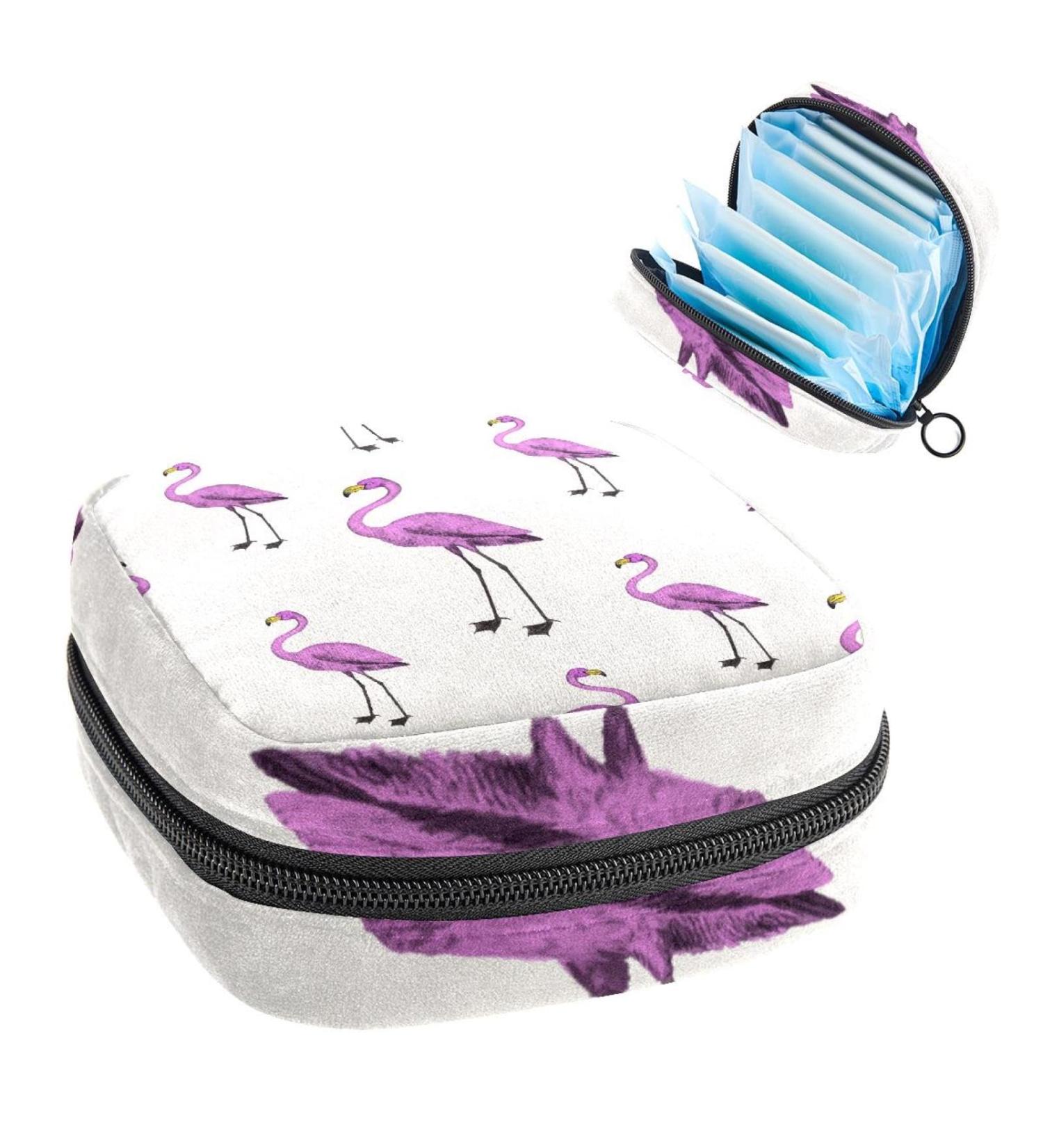 GIAPB Period Bag Sanitary Napkin Storage Pouch - Purple Flamingo Design | Travel Makeup Bag - Color3351 - Buy Online on GoSupps.com
