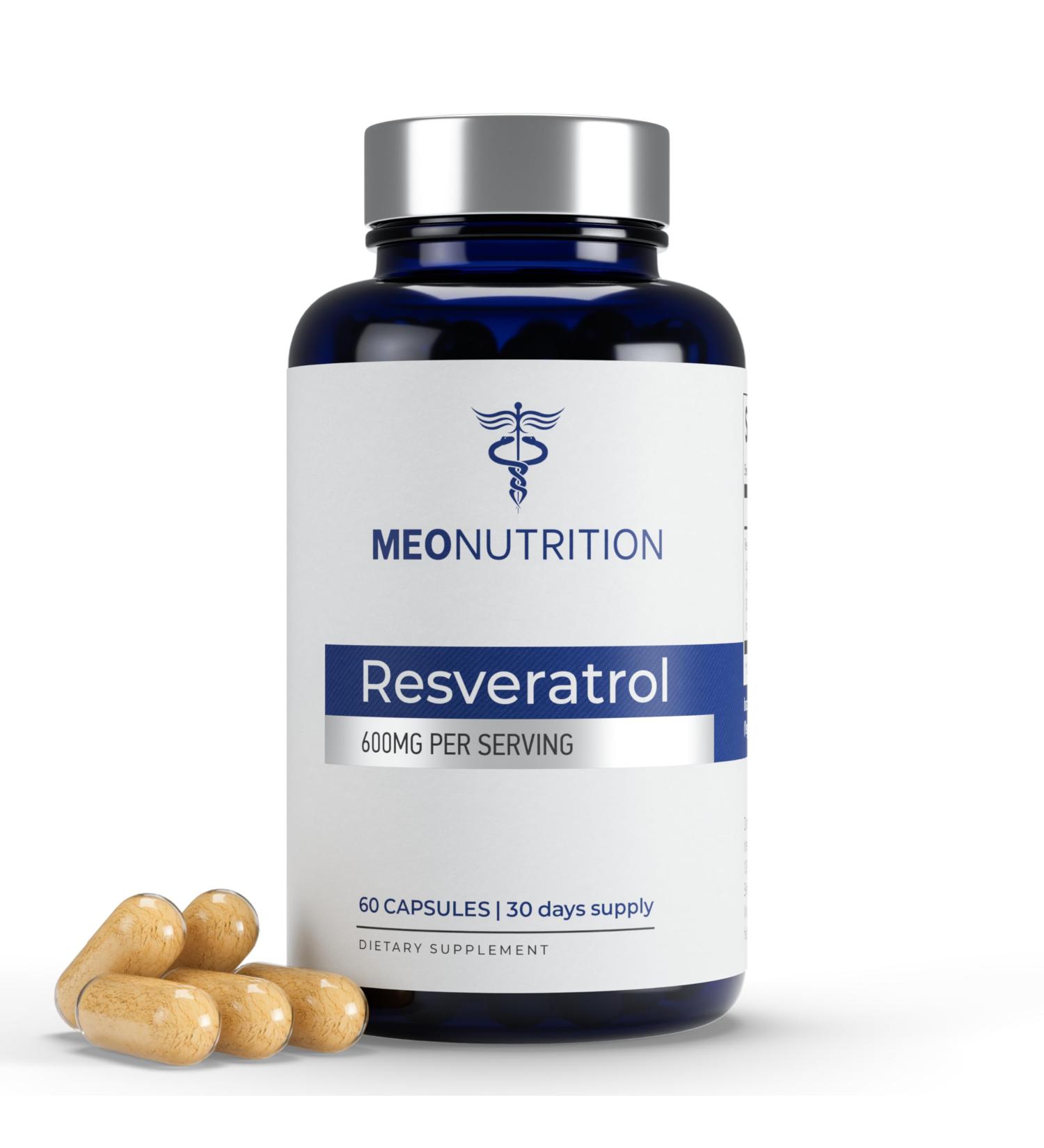 Meo Nutrition Resveratrol 600mg 60 Capsules | Antioxidant Supplement | Non-GMO Gluten-Free Vegan | Supports Wellness & Vitality | Made in USA - Buy Online on GoSupps.com