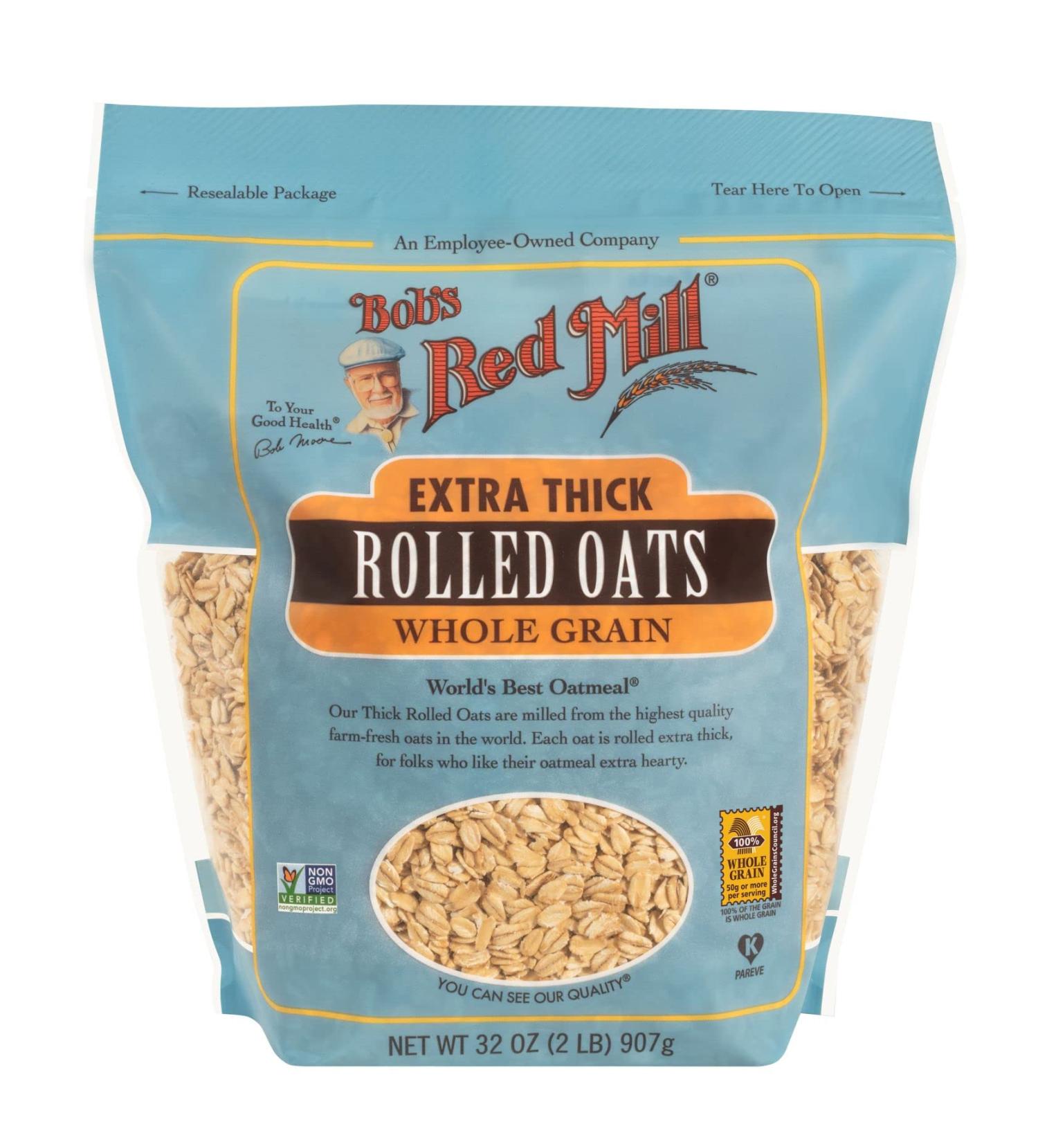 Bob's Red Mill Extra Thick Rolled Oats 32 oz â€“ Whole Grain Nutrition - Buy Online on GoSupps.com