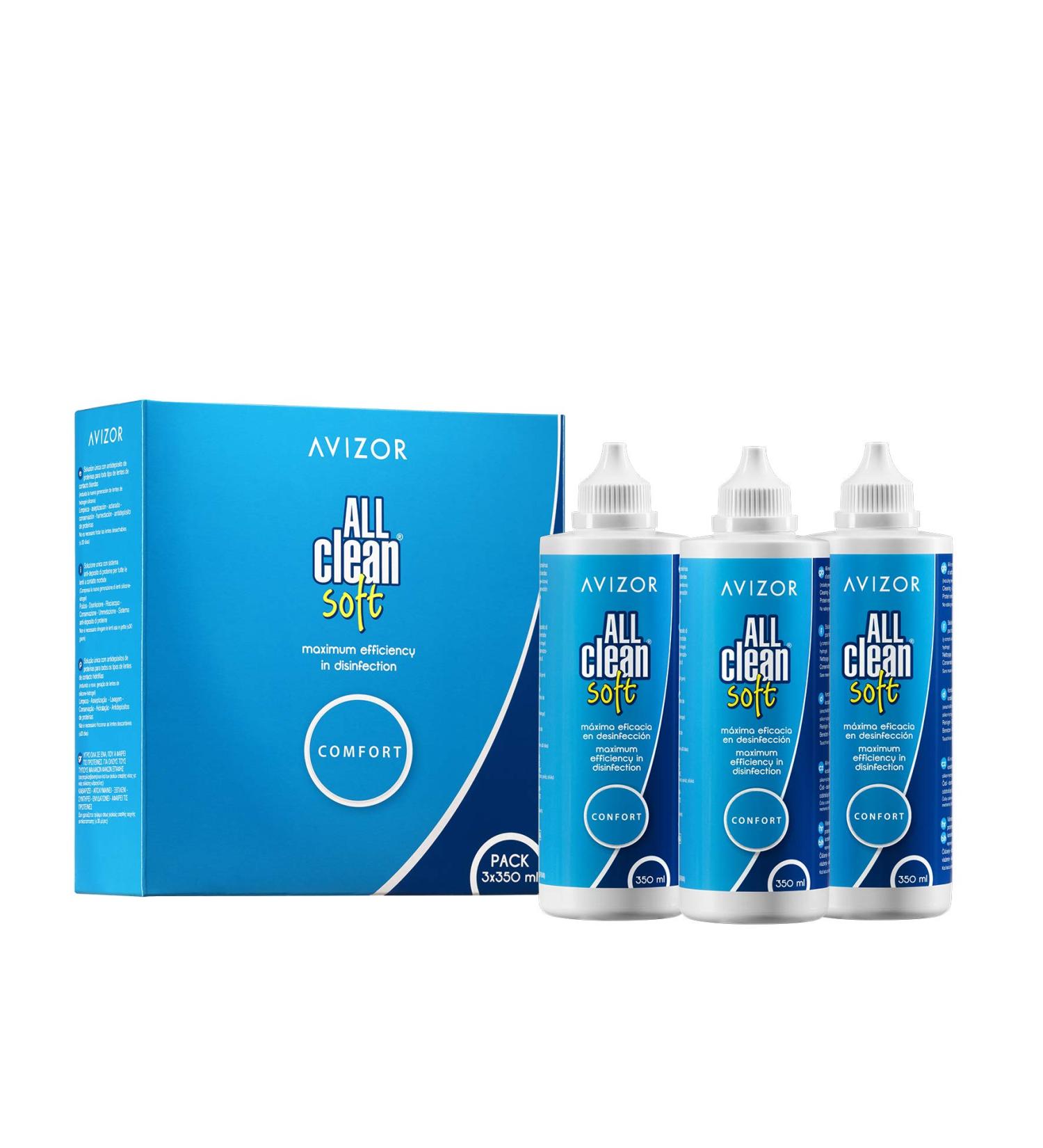 Avizor All Clean Soft Contact Lens Fluid - 3 x 350ml | Ultimate Cleaning & Disinfection Solution for Soft Lenses | International Shipping Available - Buy Online on GoSupps.com