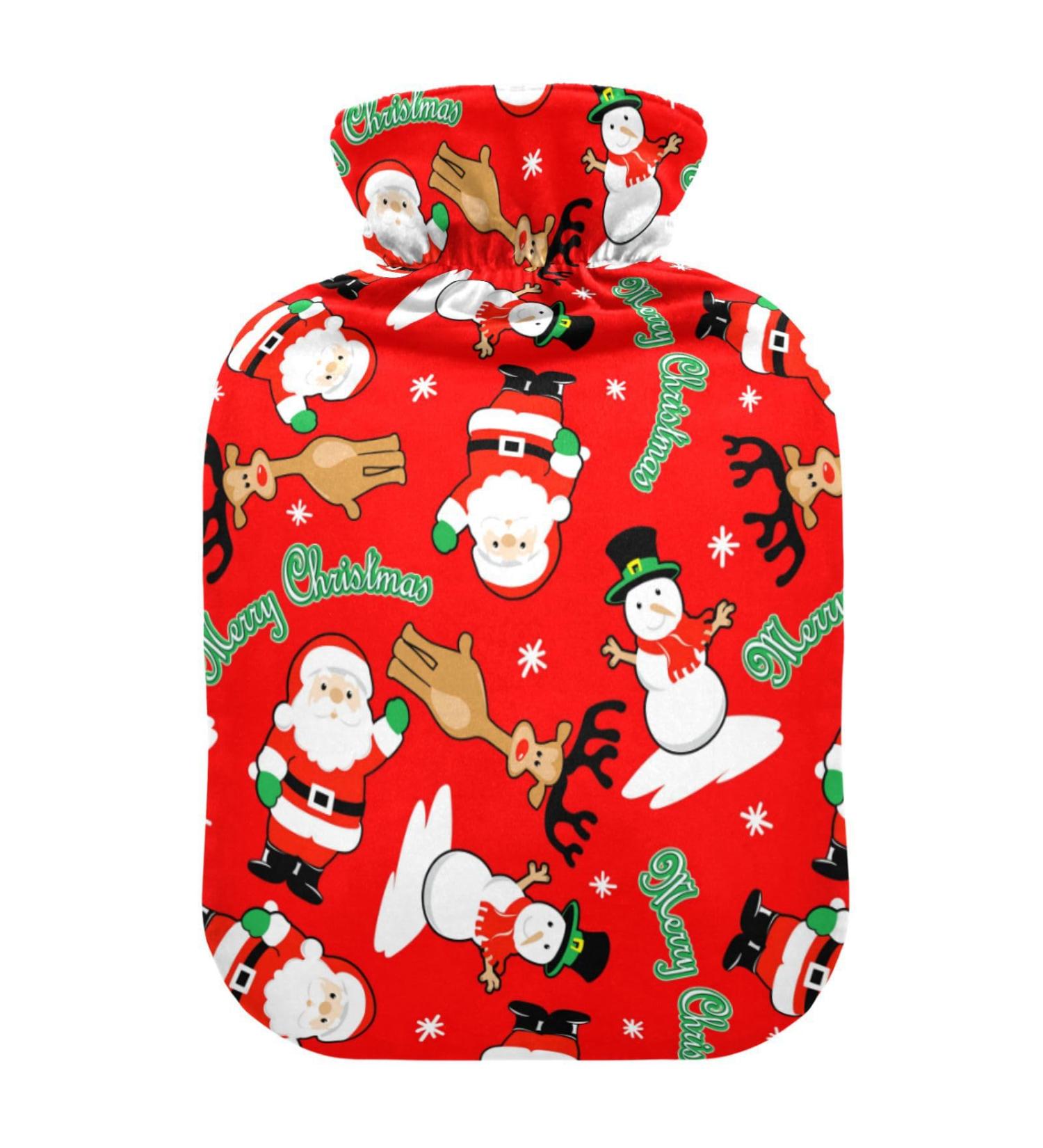 Heat Bottle 1L | Plush Warming Bag with Merry Christmas Santa Cover | Leak-Proof for Winter Sports & Outdoor Comfort - Buy Online on GoSupps.com