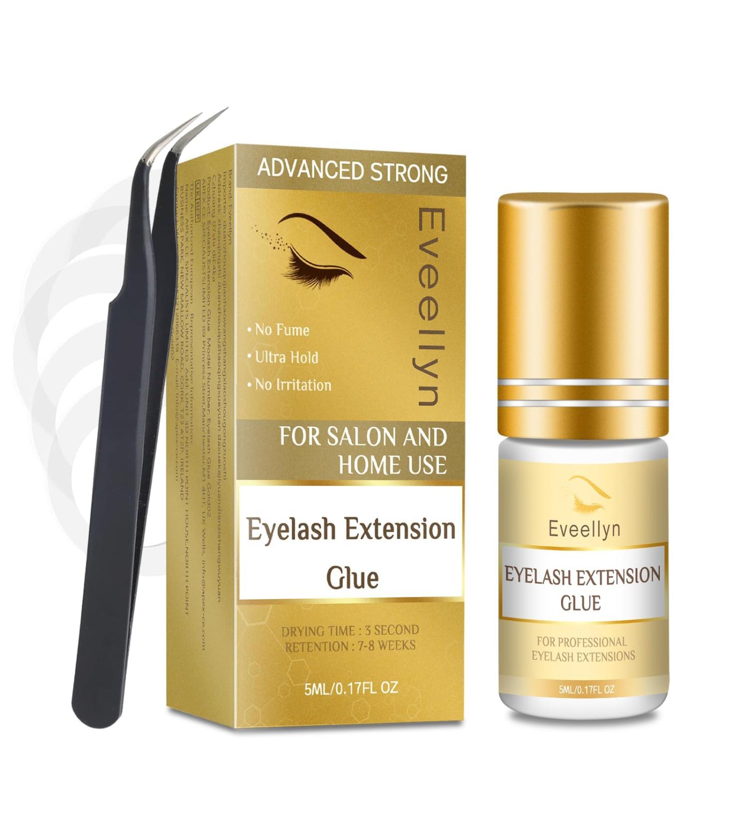 Professional Waterproof Eyelash Extension Glue | 2-4 Sec Drying Time | 7 Weeks Retention | Black Adhesive for Semi Permanent Lash Clusters | No Fume Individual Lash Glue for DIY - Buy Online on GoSupps.com