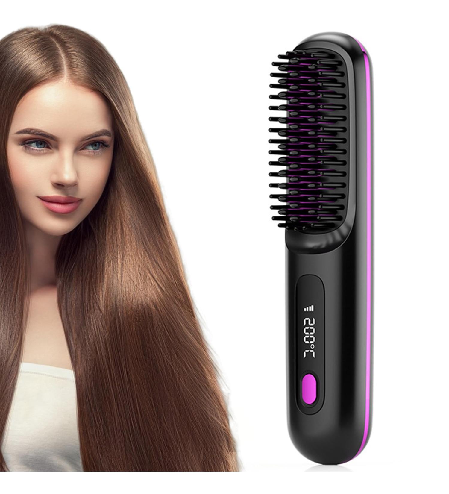 Cordless Hair Straightener | Fast Heating Ceramic Flat Iron with Adjustable Temperature & 3D Comb | Portable Type-C Charging - Buy Online on GoSupps.com
