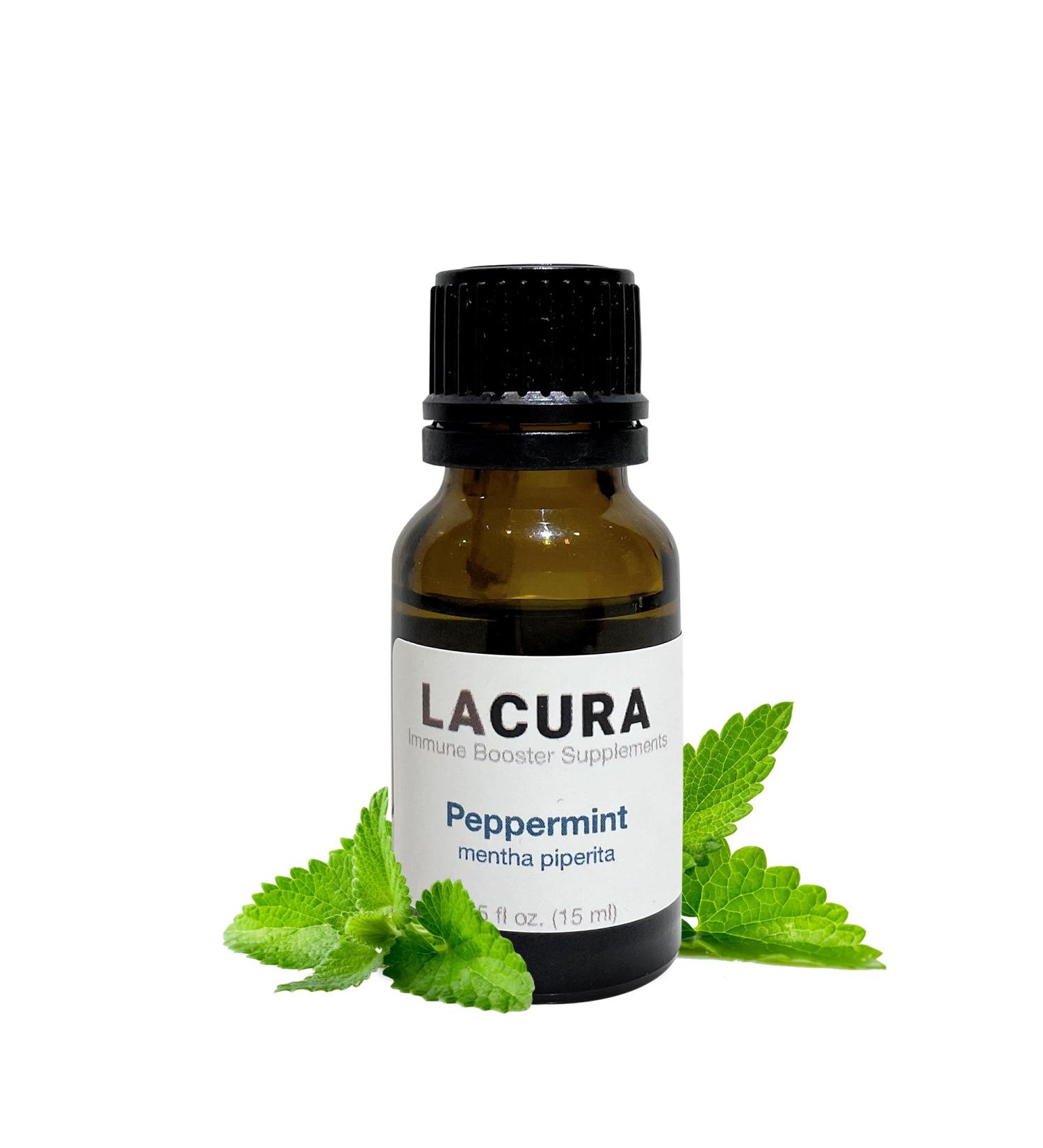 LaCura Pure Organic Essential Oils Peppermint Oil 15ml - Therapeutic Grade Natural Relief for Headaches & Digestive Health - Multi-Use Aromatherapy Oil for Topical & Oral Application - Buy Online on GoSupps.com