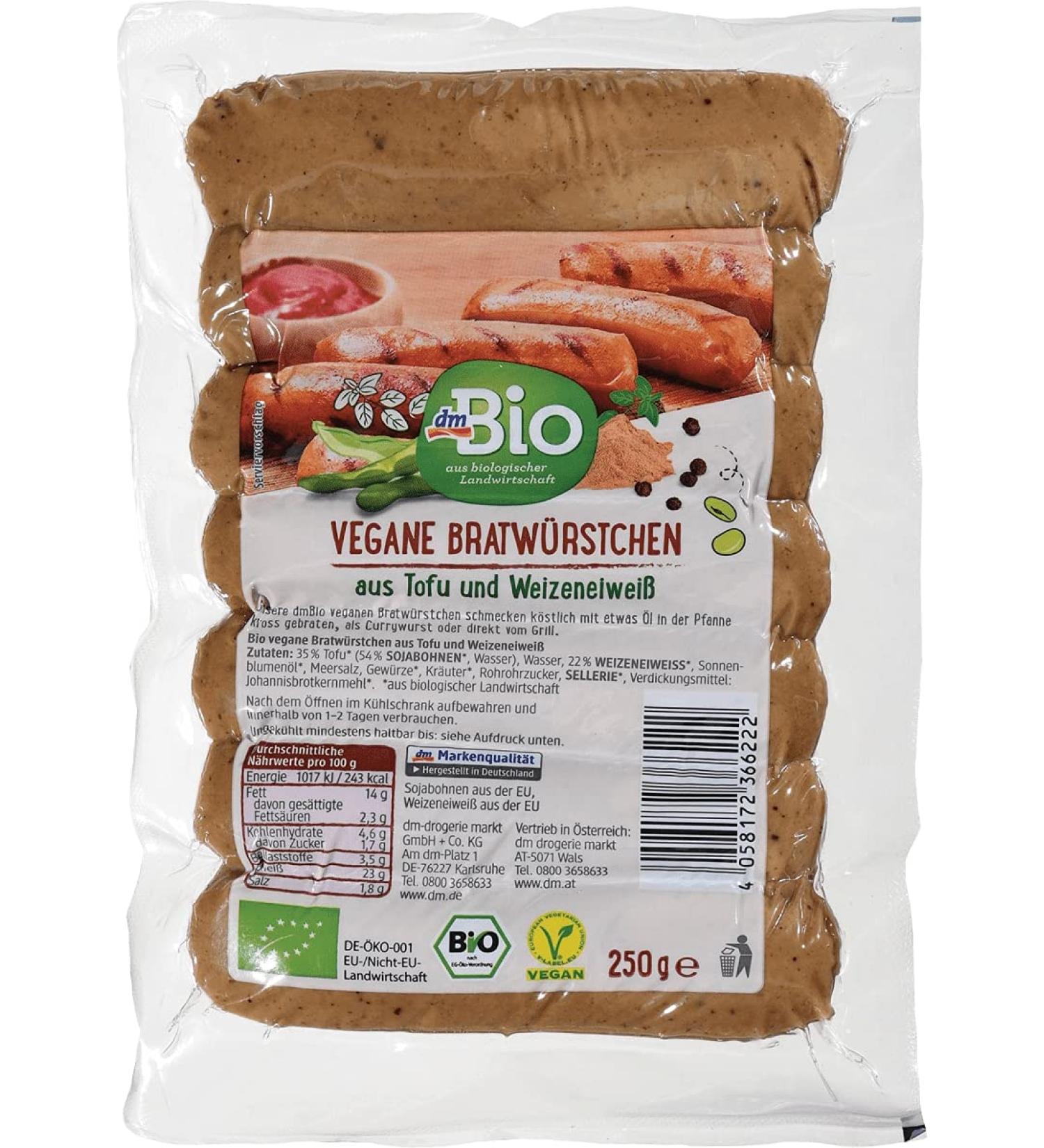 dmBio Vegan Bratwürstchen (Vegan sausage) 250g