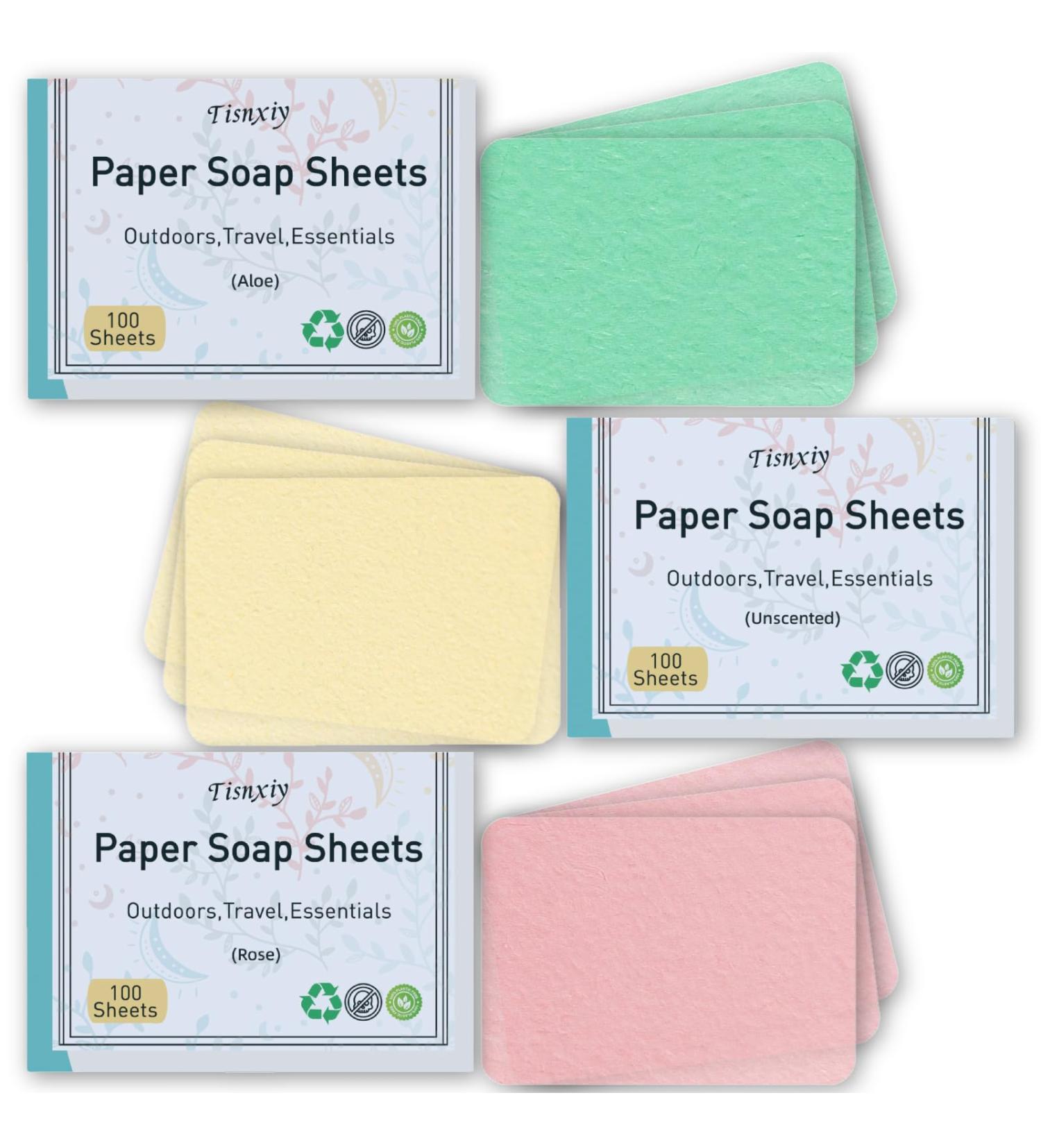 Paper Soap Sheets for Hand Washing - (300 Sheets) Portable Dissolvable Mini Travel Soap for Camping Hiking Outdoor Adventures - Large Size Hand Soap Sheet(Various Pack) Aloe/Rose/Unscented - Buy Online on GoSupps.com