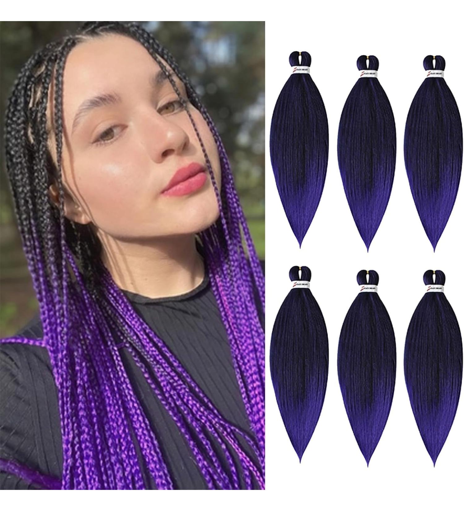 Pre-stretched Braiding Hair 26 inch 6 Packs Professional Kanekalon Synthetic Fiber Crochet EZ Braids Yaki Texture Braiding Hair Extensions (1B/purple) 26 Inch (Pack of 6) T1B/Purple - Buy Online on GoSupps.com