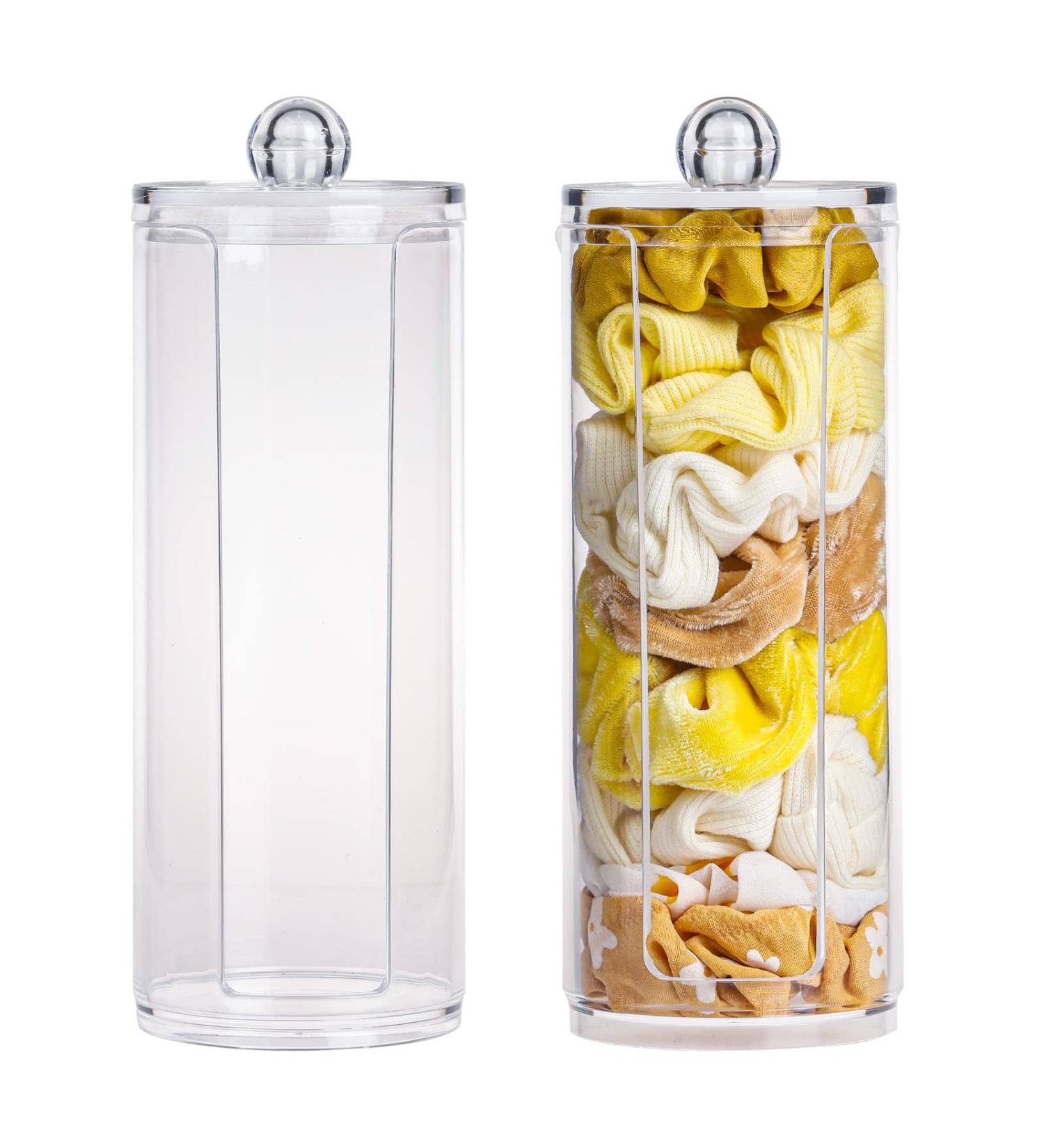 Clear Hair Scrunchie Holder Stand with Lid - 2 Pack | Hair Ties & Accessories Organizer for Teen Girls - FABROK - Buy Online on GoSupps.com