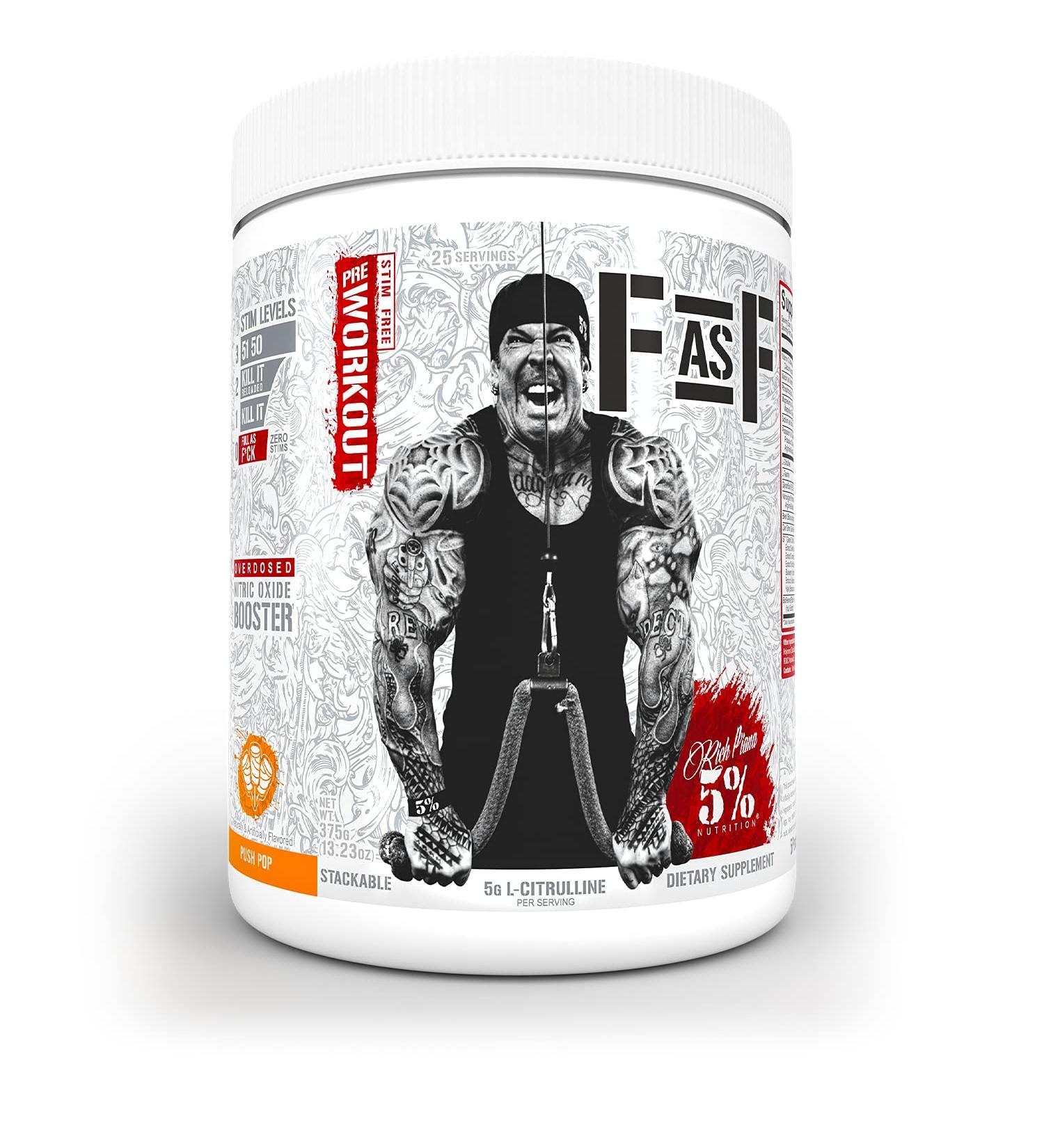 5% Nutrition FasF Overdosed Nitric Oxide Booster | Stim-Free Pump Pre-Workout | Massive Pumps, Strength Gains & Endurance | L-Citrulline, Nitrosigine, Danshen | 13.23 oz (Push Pop) - Buy Online on GoSupps.com