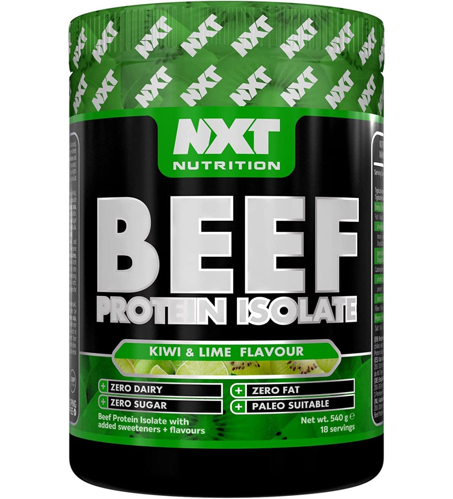 NXT Beef Protein Isolate 540g - High Protein Powder with Natural Amino Acids - Paleo Keto Friendly - Dairy & Gluten Free | Kiwi & Lime Flavor - 540g - Buy Online on GoSupps.com