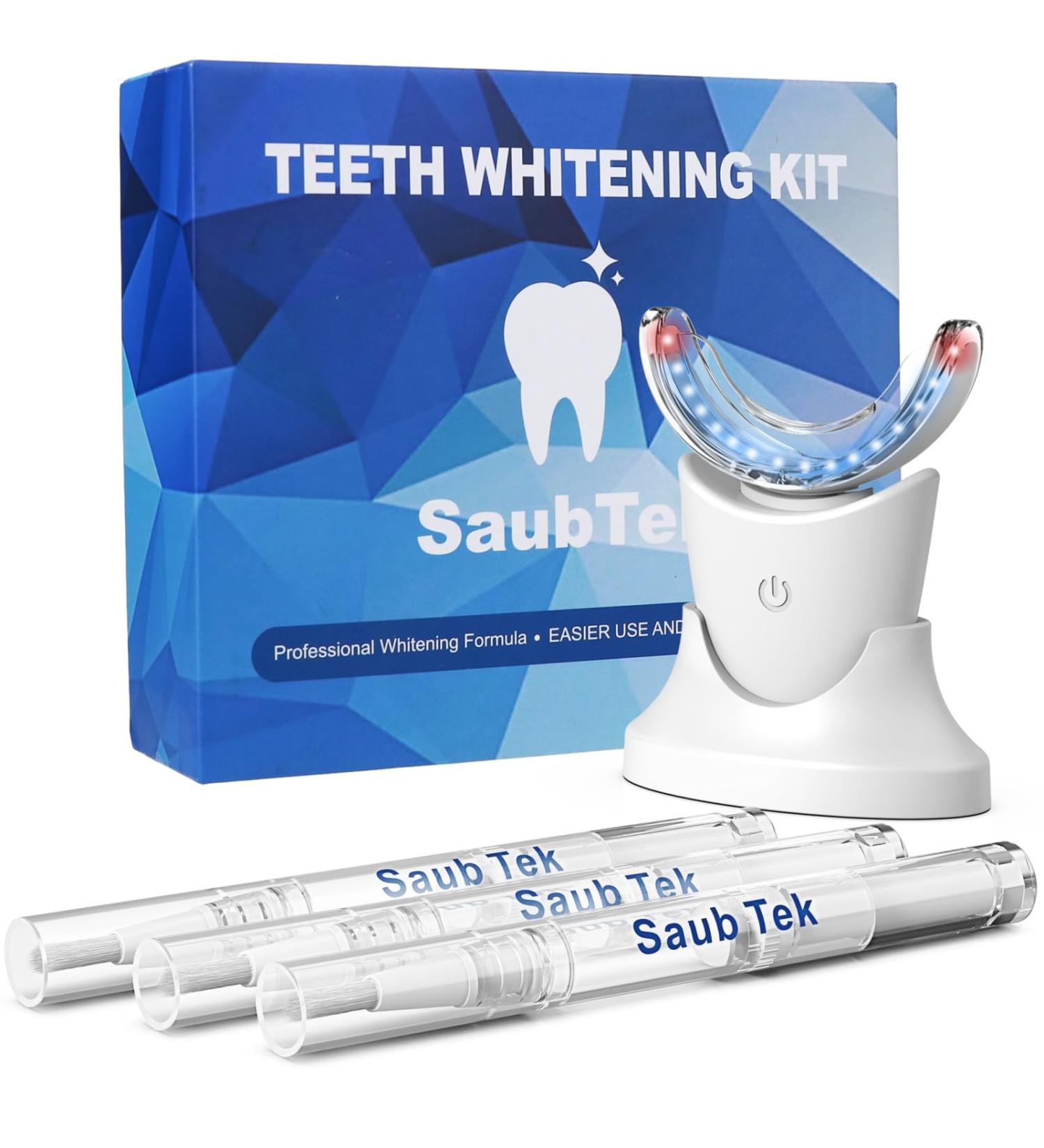 Teeth Whitening Kit - 32X LED Light Gel Pen & Strips for Sensitive Teeth | Professional Dental Braces Care - Buy Online on GoSupps.com