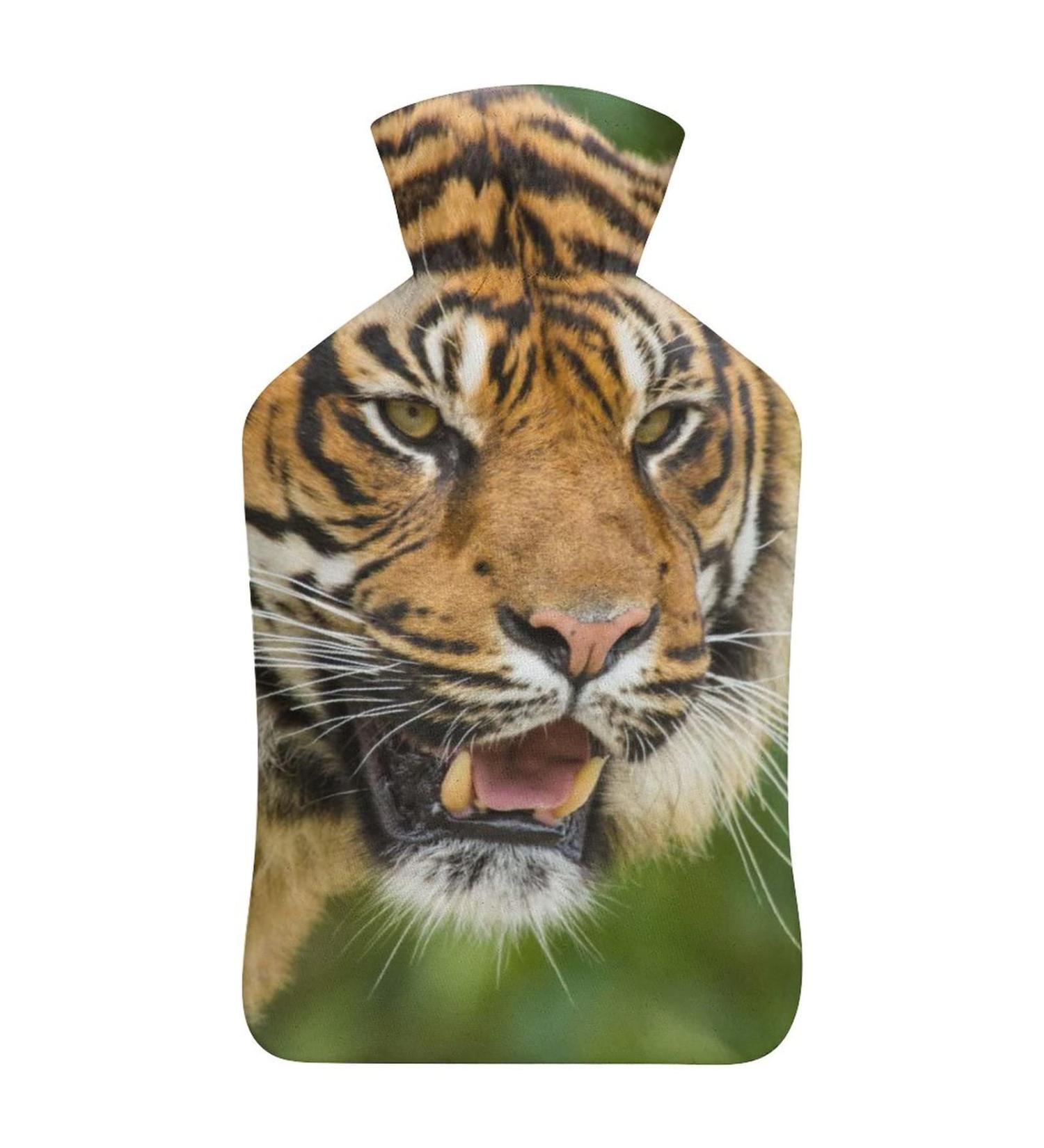 Tiger Hot Water Bottle with Plush Cover - Hand Warmer for Adults & Kids | 26.5x15.3cm - International Shipping Available - Buy Online on GoSupps.com