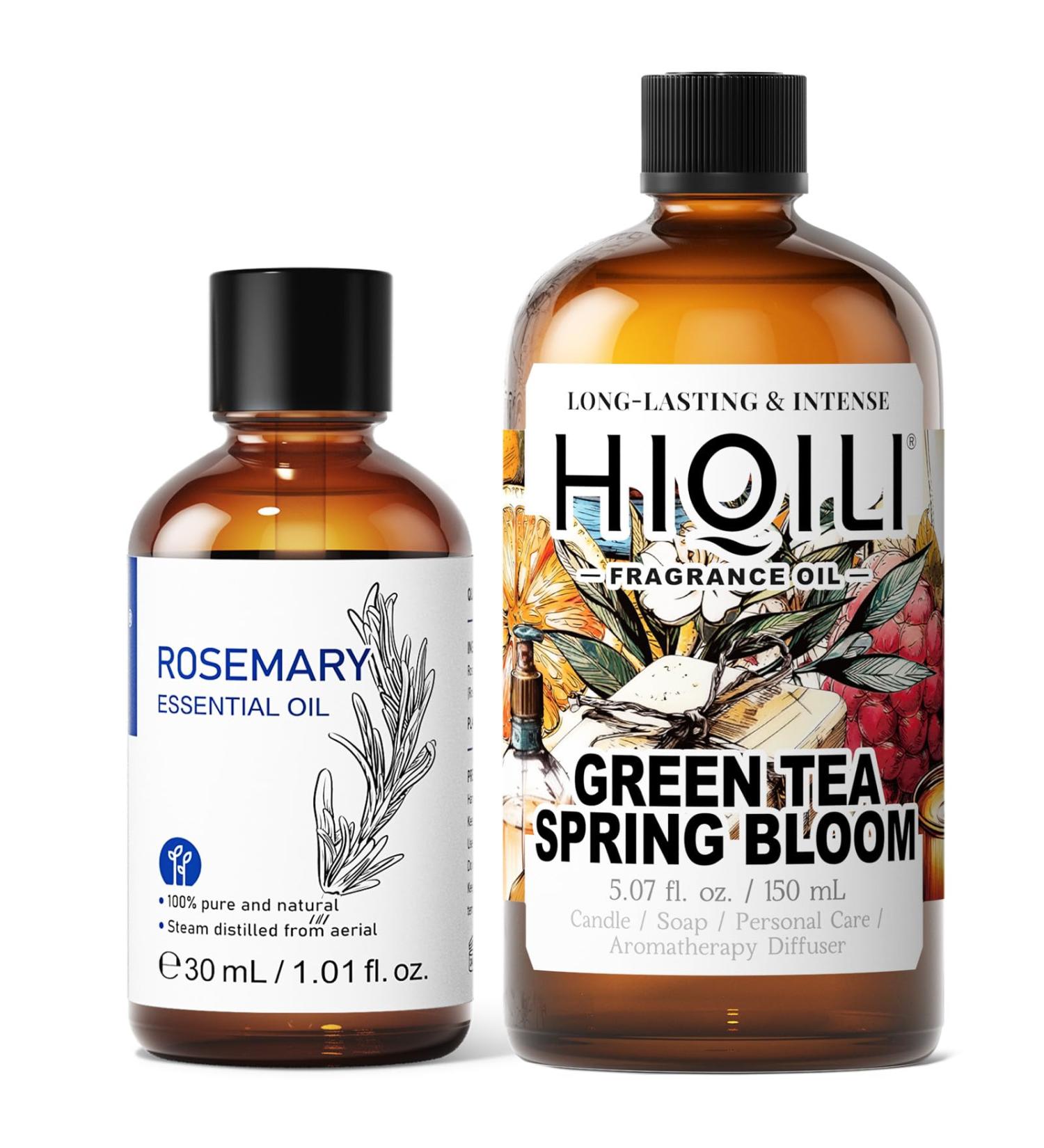 HIQILI 30ML Rosemary Essential Oil & 150ML Green Tea Spring Bloom Fragrance Oil for DIY Diffuser - Buy Online on GoSupps.com