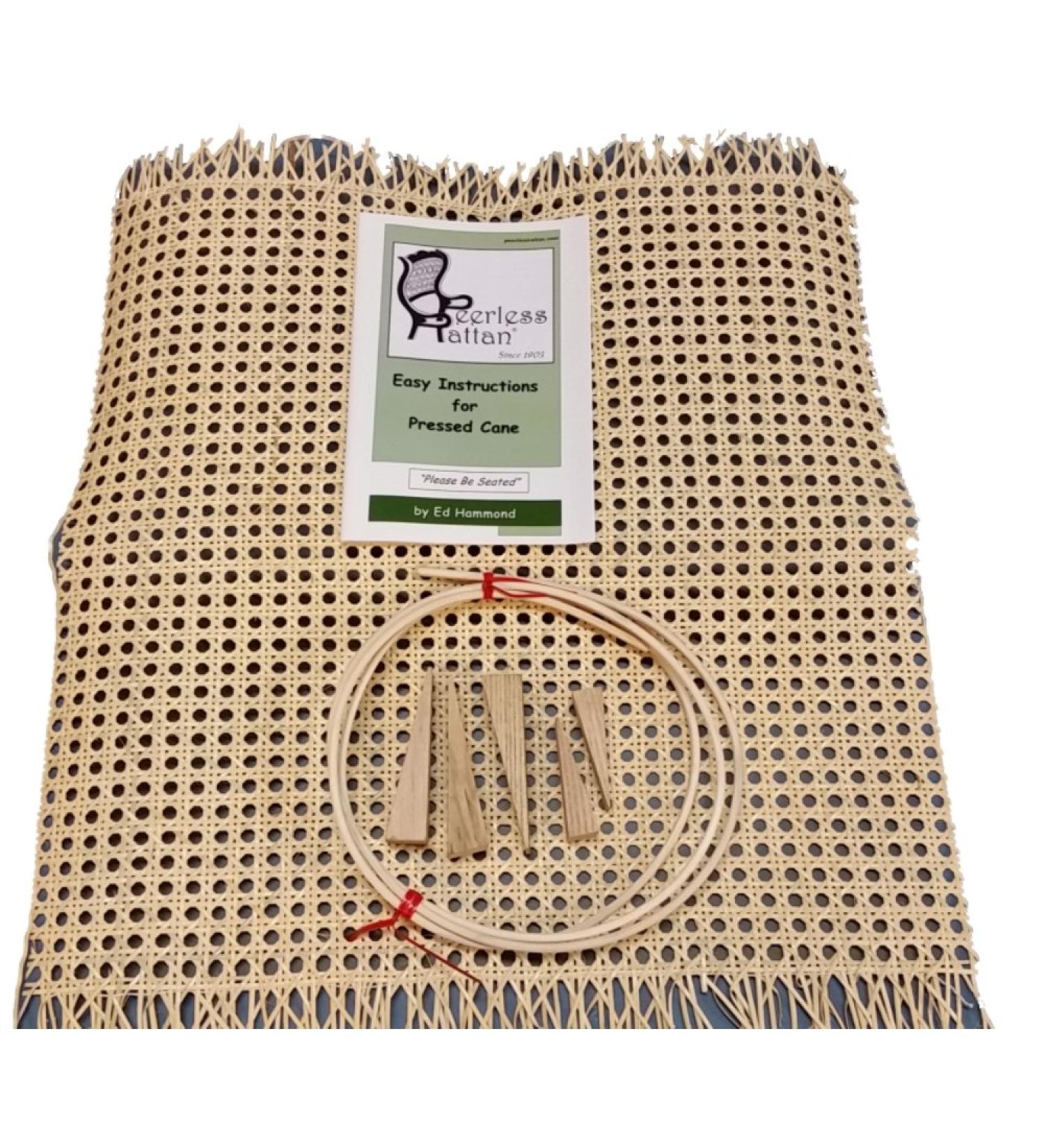 Pressed Cane Webbing Kit - 18x18 Fine Open Mesh, 6' 8 Spline, 5 Wood Wedges, Instruction Booklet by Ed Hammond - Buy Online on GoSupps.com