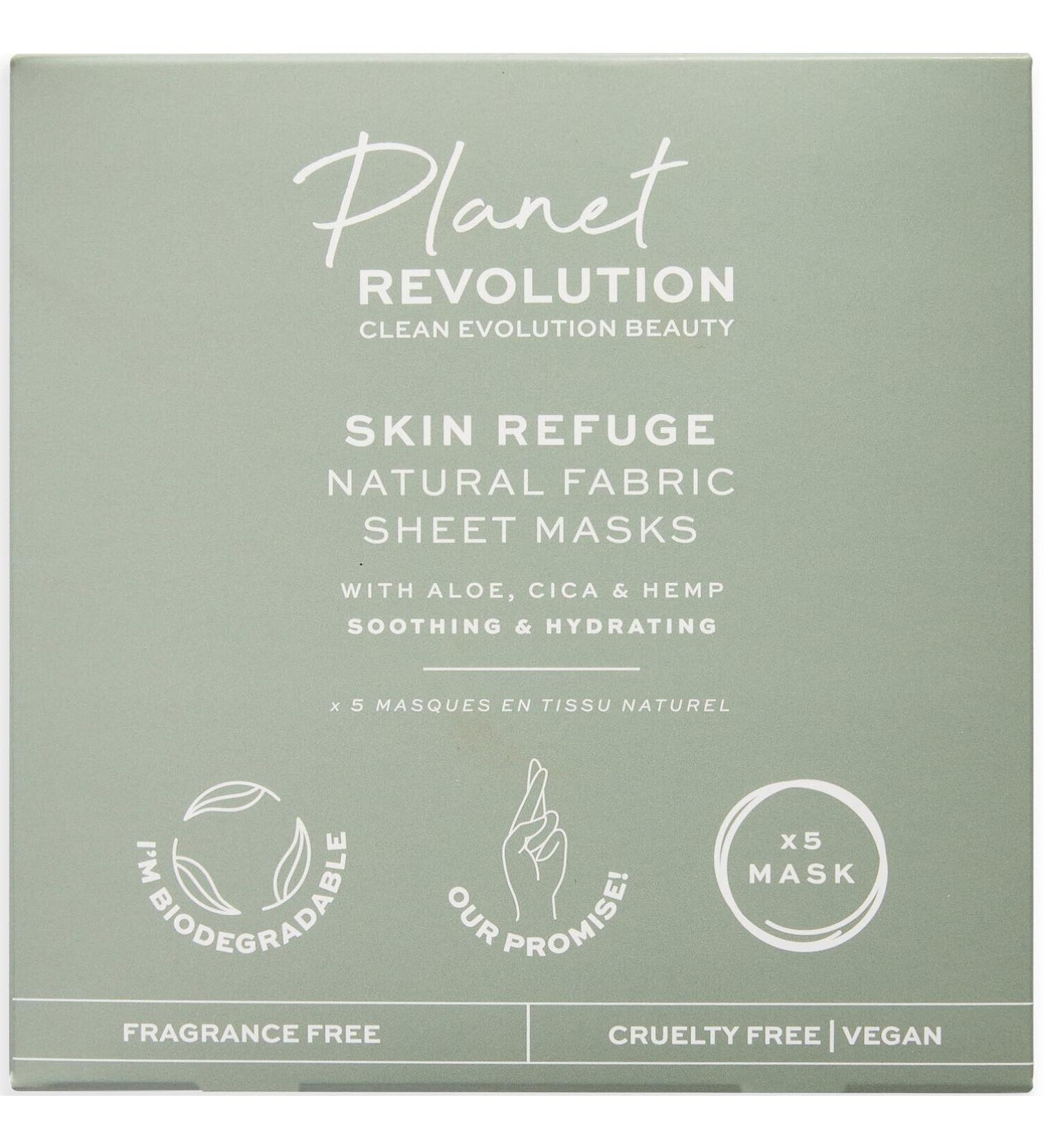 REVOLUTION PLANET REVOLUTION 5PC FABRIC SHEET MASKS SOOTHING & HYDRATING ALOE
