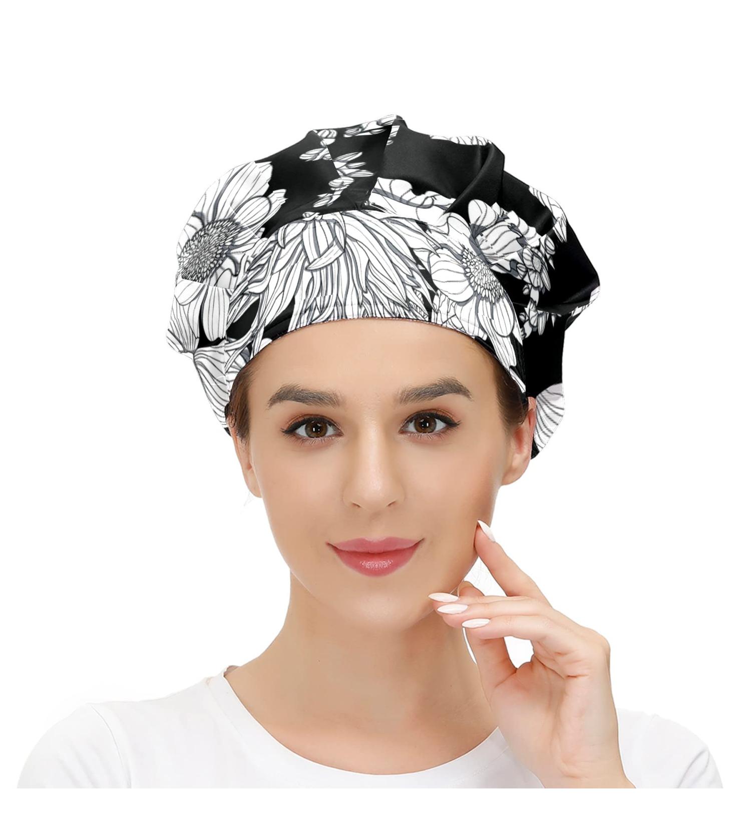 MUKJHOI Adjustable Working Caps Tie Back Cover Hair Bouffant Hats Sweatband - 35 Flowers (4) | One Size Fit All - Buy Online on GoSupps.com