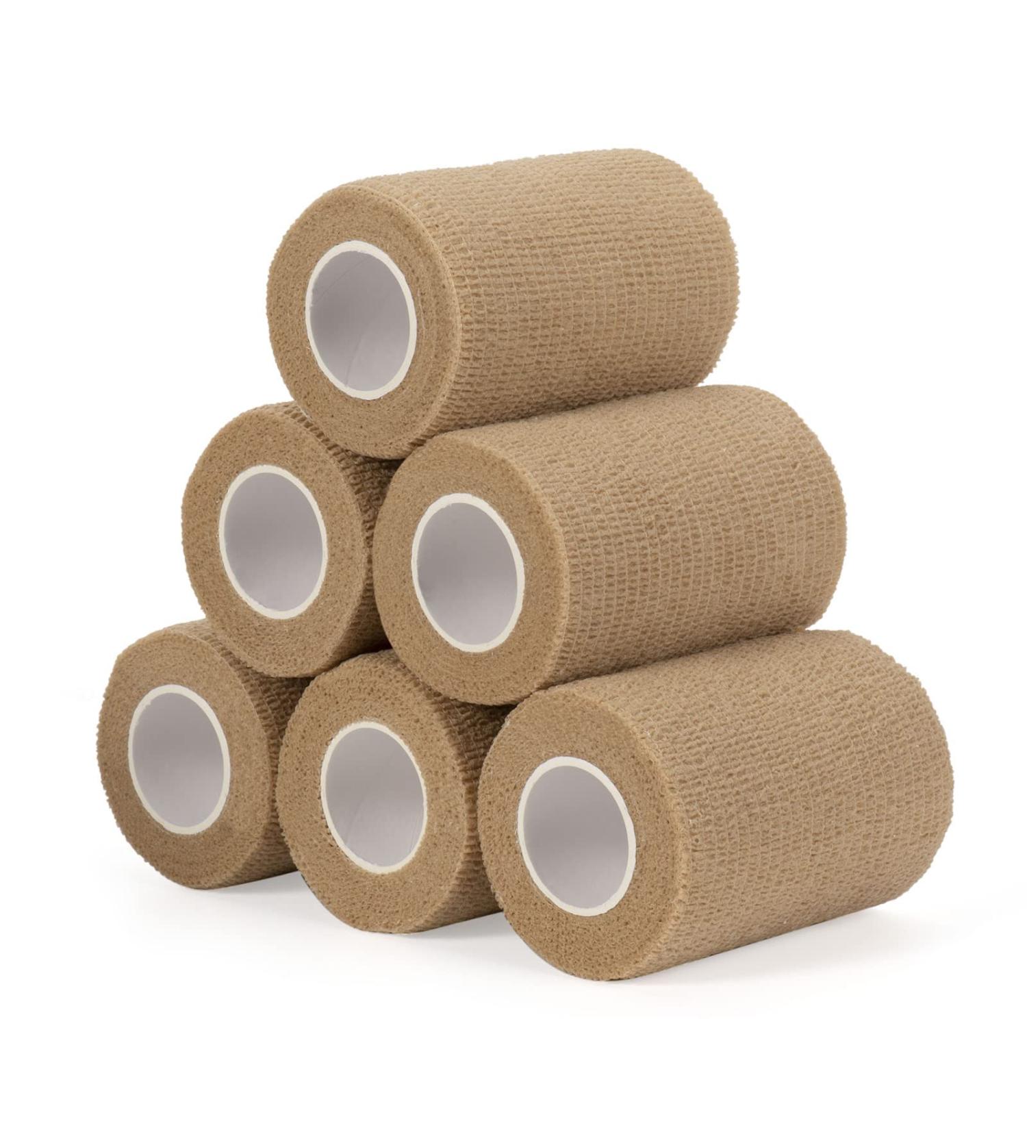 Self-Adhesive Legal Bandage 7.5cm x 4.5m - 6 Rolls Cohesive First Aid Wrap for Dogs Sports & Wrist Support - Skin Tone Elastic Bandage - Buy Online on GoSupps.com
