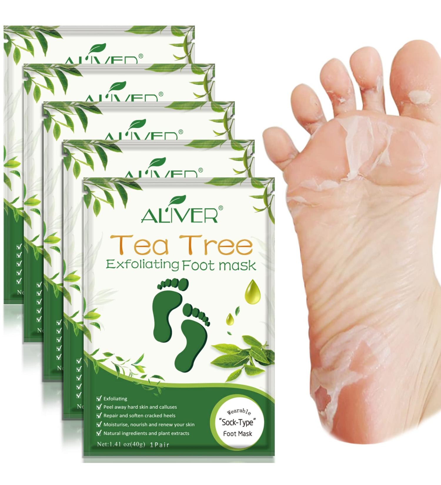 5 Pairs Tea Tree Foot Masks - Peeling Callus Remover for Soft Smooth Feet (60g 2 Pack) - Ideal for Men & Women - Buy Online on GoSupps.com