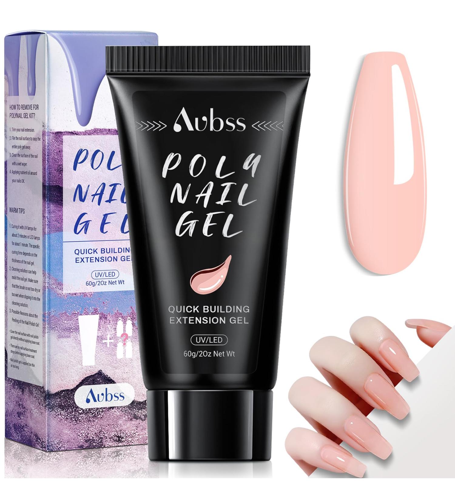 Aubss Poly Nail Gel 60ml - Nature Nude Pink Art Acrylic Builder Gel for Quick Nail Extensions | Ideal for DIY & Salon Use - Buy Online on GoSupps.com