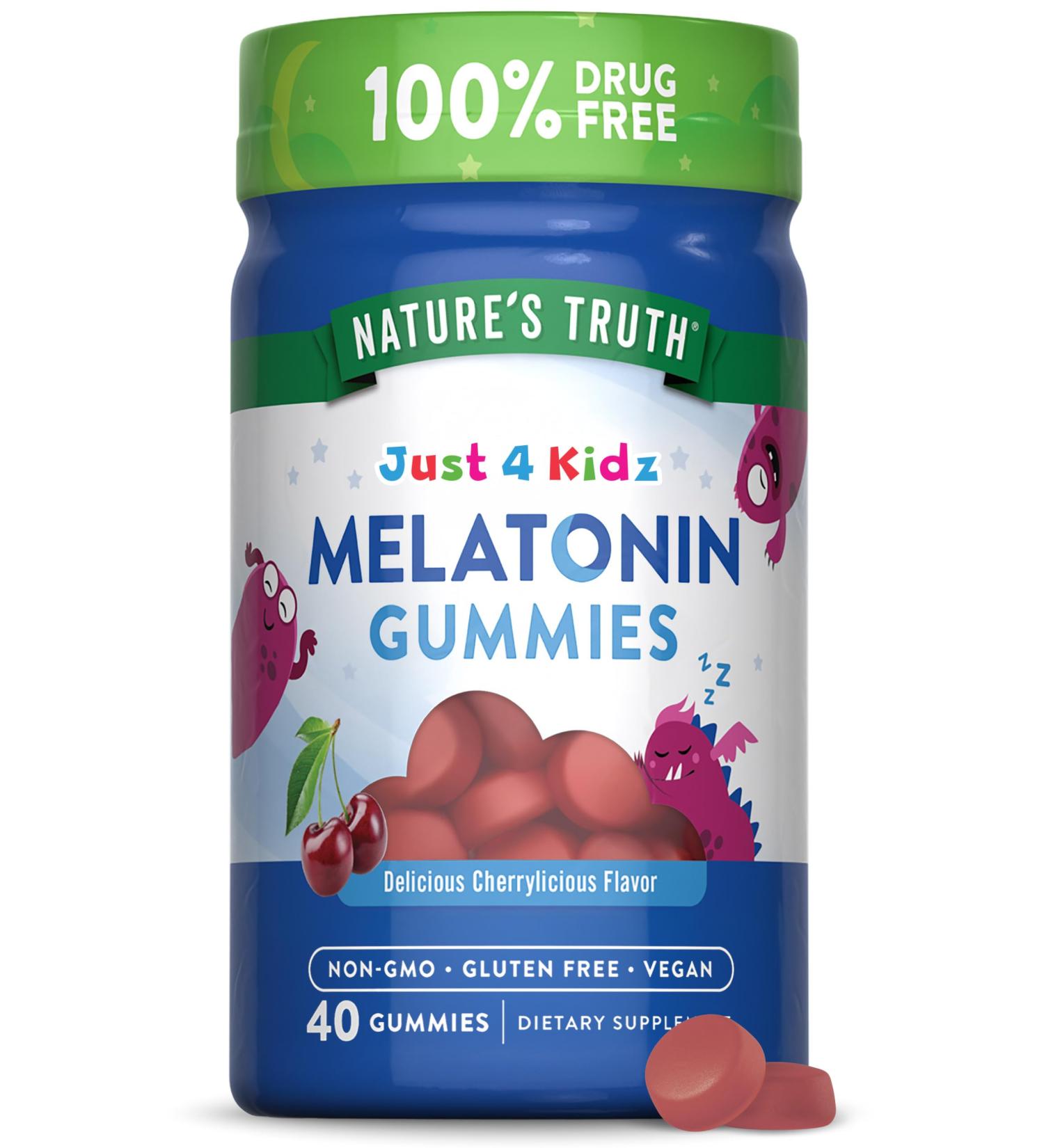 Nature's Truth Kids Melatonin Gummy | 1mg | 40 Count | Vegan, Non-GMO & Gluten Free Gummies | Cherrylicious Flavor - Buy Online on GoSupps.com