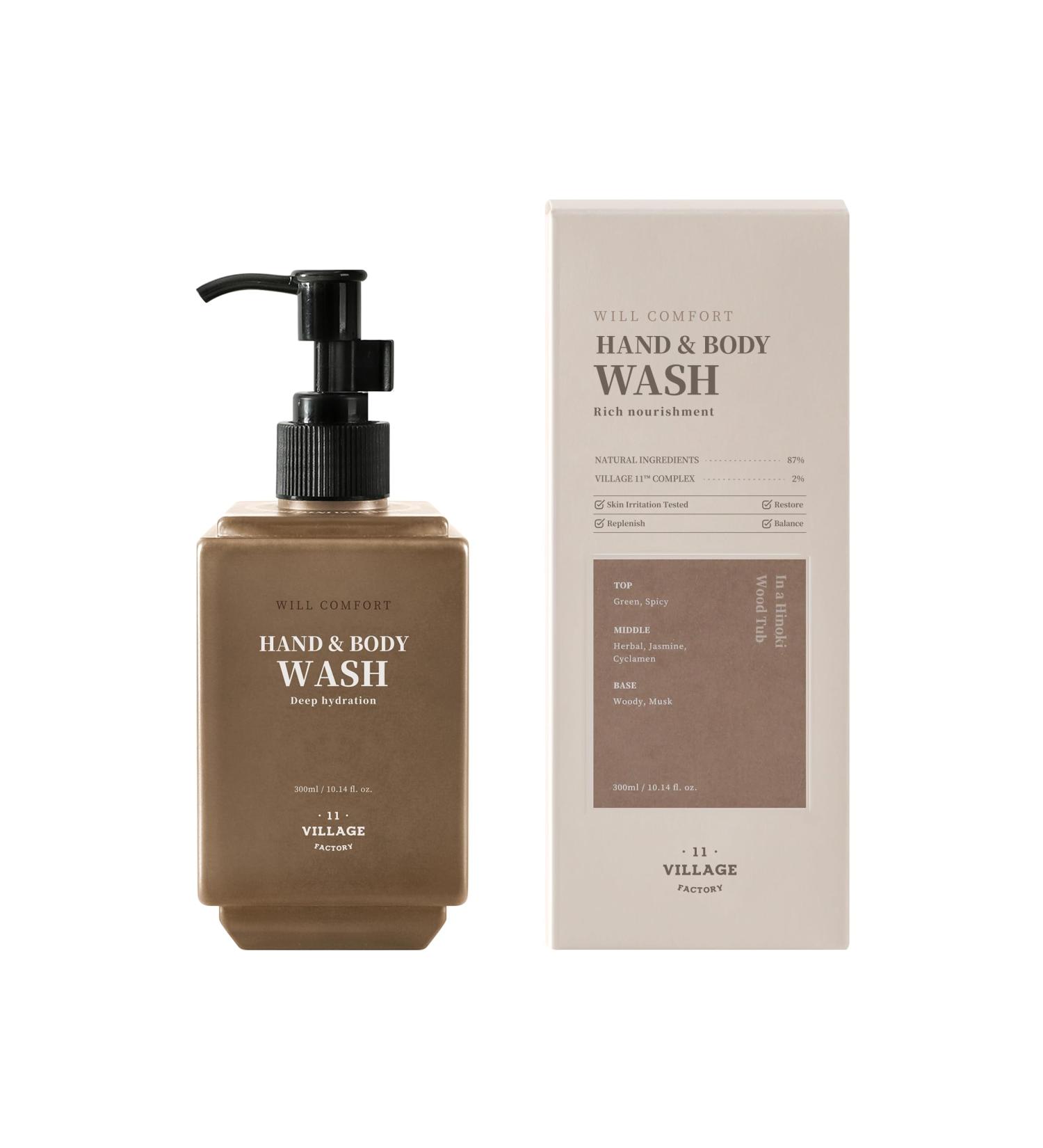 Will Comfort Hand and Body Wash 300ml - Premium Aromatherapy Spa with Hinoki Essential Oil Shea Butter & Jojoba Oil - Nourishing & Hydrating - Buy Online on GoSupps.com