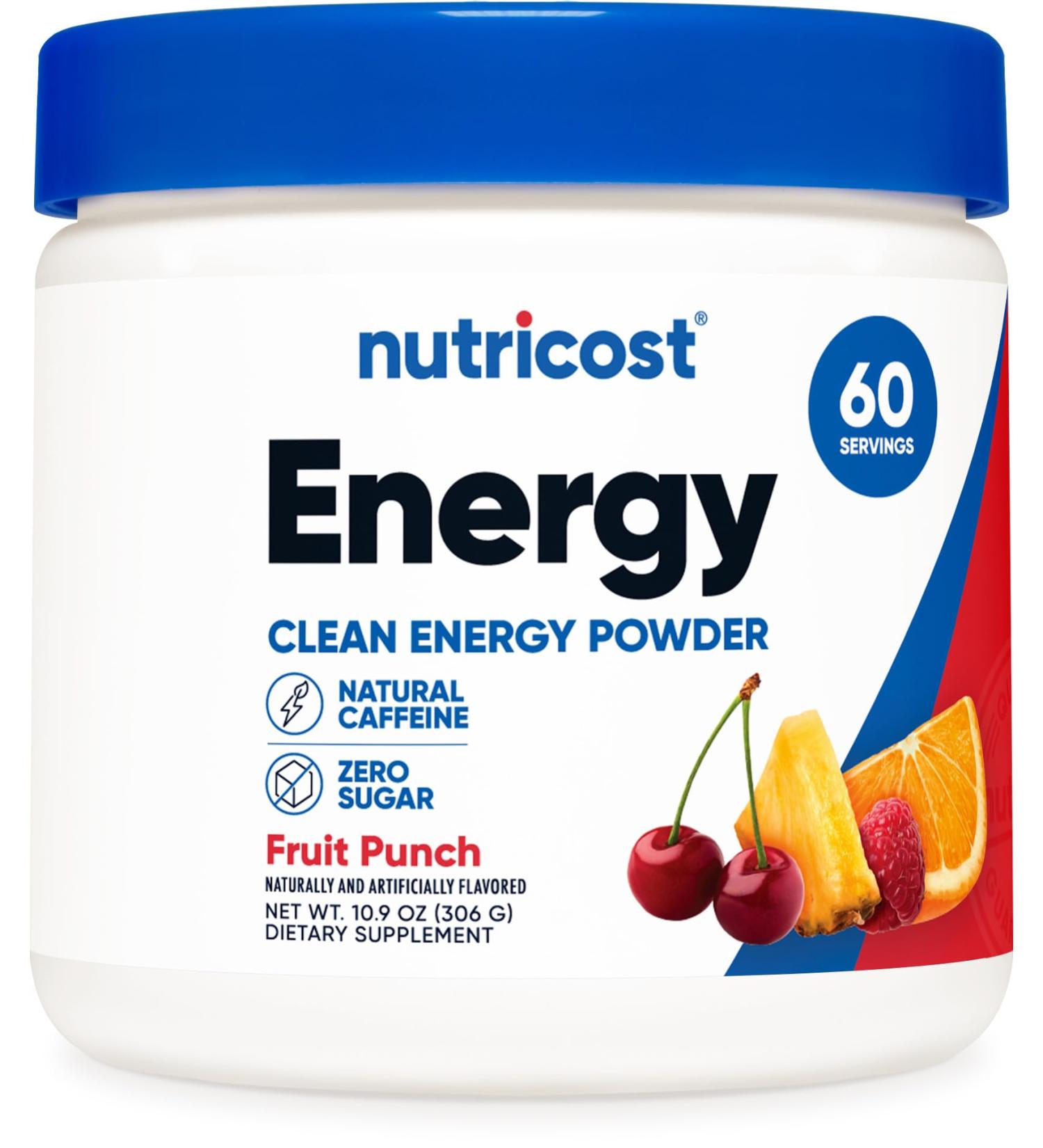 Nutricost Energy Complex - Fruit Punch Clean Energy Powder (60 Servings 300g) | Dietary Supplement for Boosting Energy & Performance - Buy Online on GoSupps.com