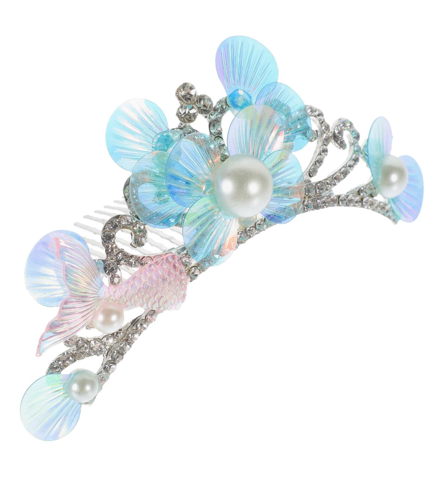 PATKAW Mermaid Crown Hair Comb: Sea Princess Tiara Hair Comb - Ocean Themed Tiaras and Crown Headpiece for Women Girls Mermaid Birthday Party Decorations - Buy Online on GoSupps.com