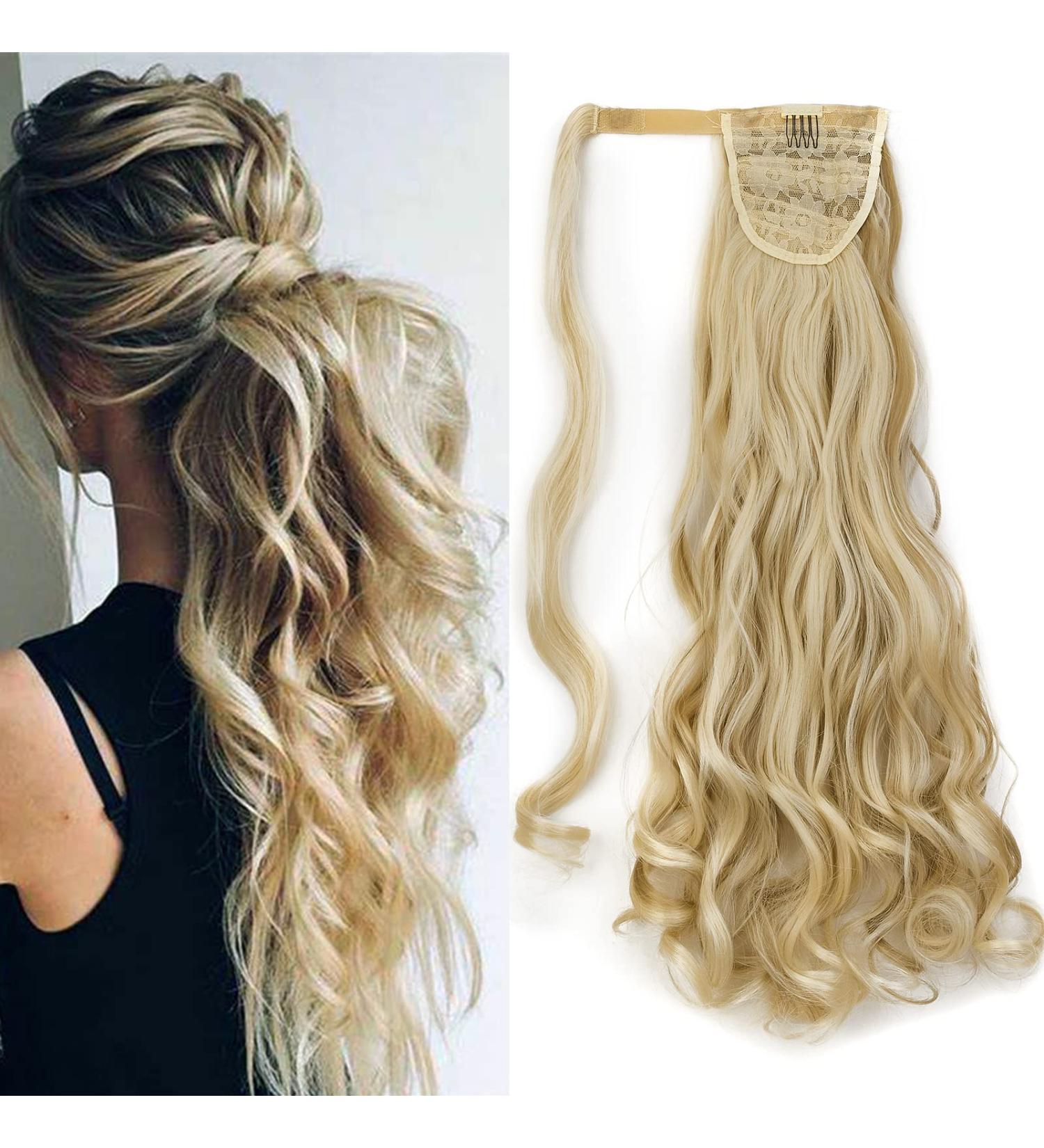 Buy Gairyan 60cm Ponytail Extension - Curly & Long Synthetic Hair Braid in Bleaching Blonde & Sandyblond for Women - Buy Online on GoSupps.com