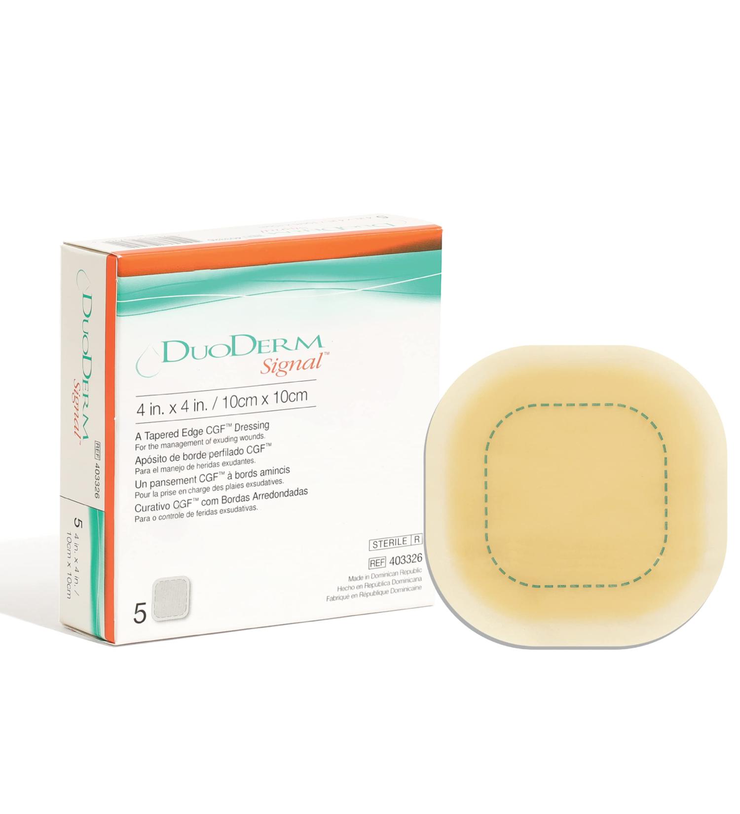 DuoDERM Signal Hydrocolloid 4x4 Inch Dressing for Light to Moderate Wounds - Beige - 5 Count Box - Buy Online on GoSupps.com