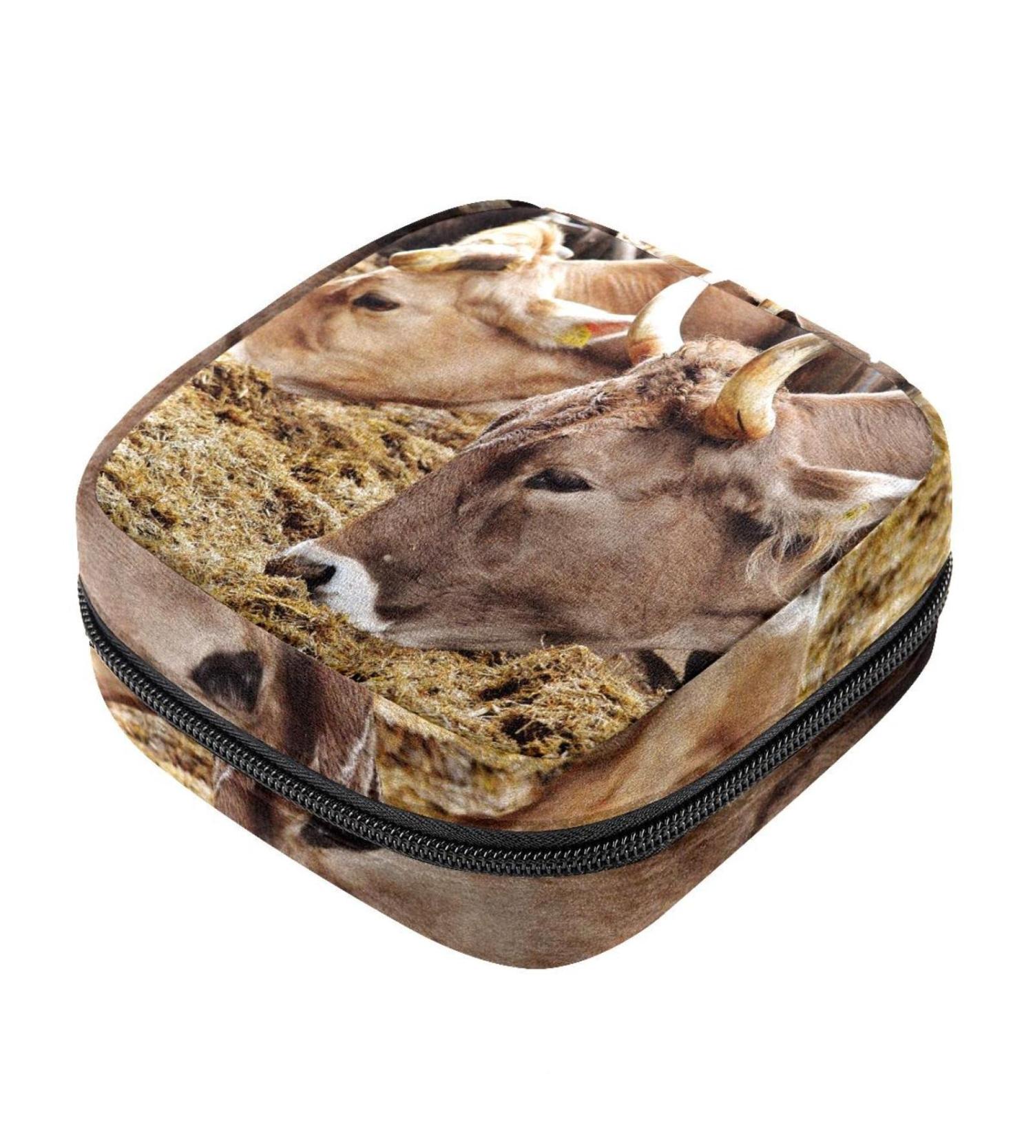 Multicoloured Animal Cow Bossy Livestock Cattle Sanitary Napkin Storage Bag | Menstrual Cup Nursing Pad Holder - Buy Online on GoSupps.com