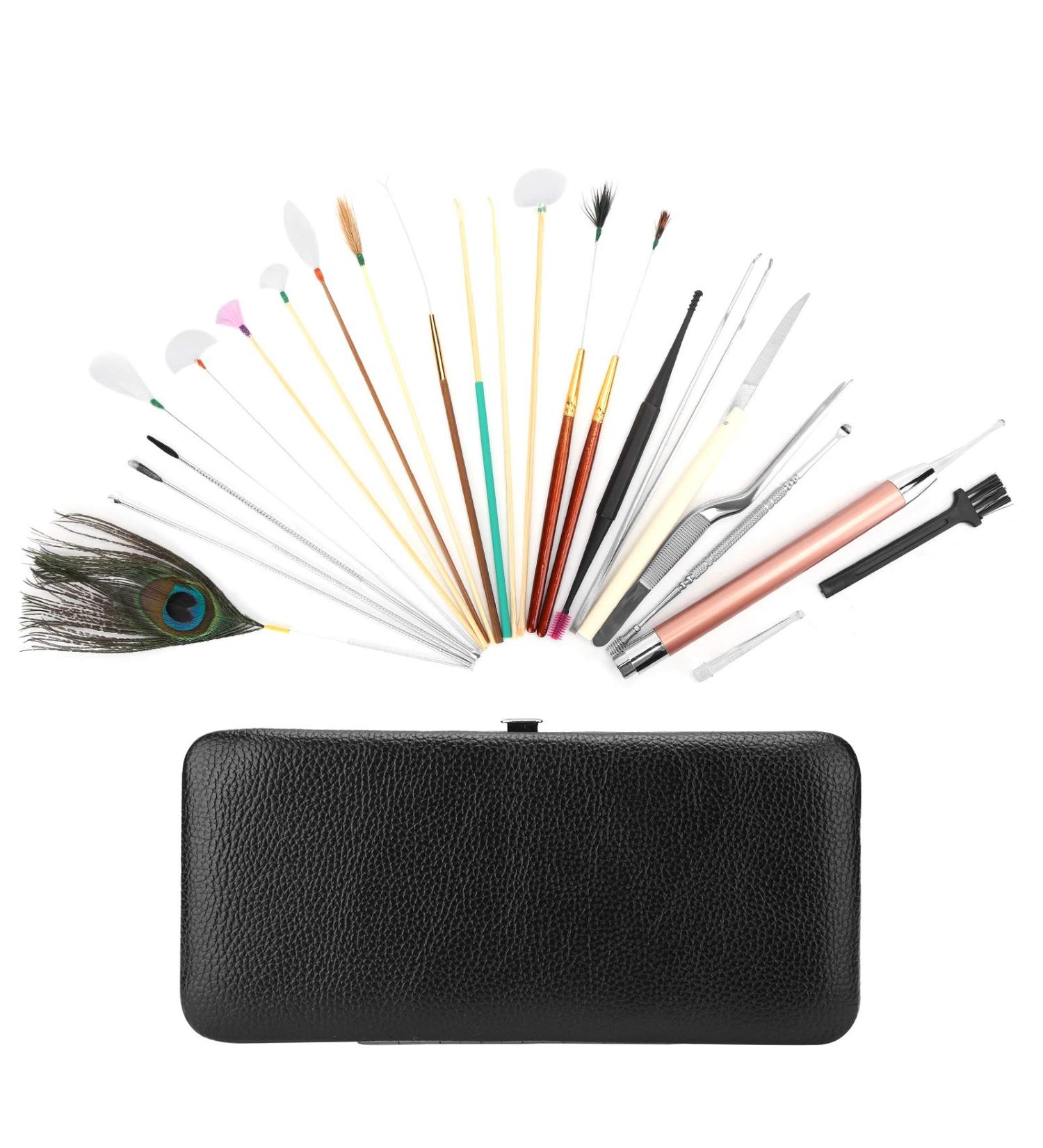 23-in-1 Spiral Ear Wax Tool Set for Comfortable Ear Wax Removal - Double Ended Ear Picks for Effective Ear Cleaning - Classic Black Ear Pick Sets - Buy Online on GoSupps.com