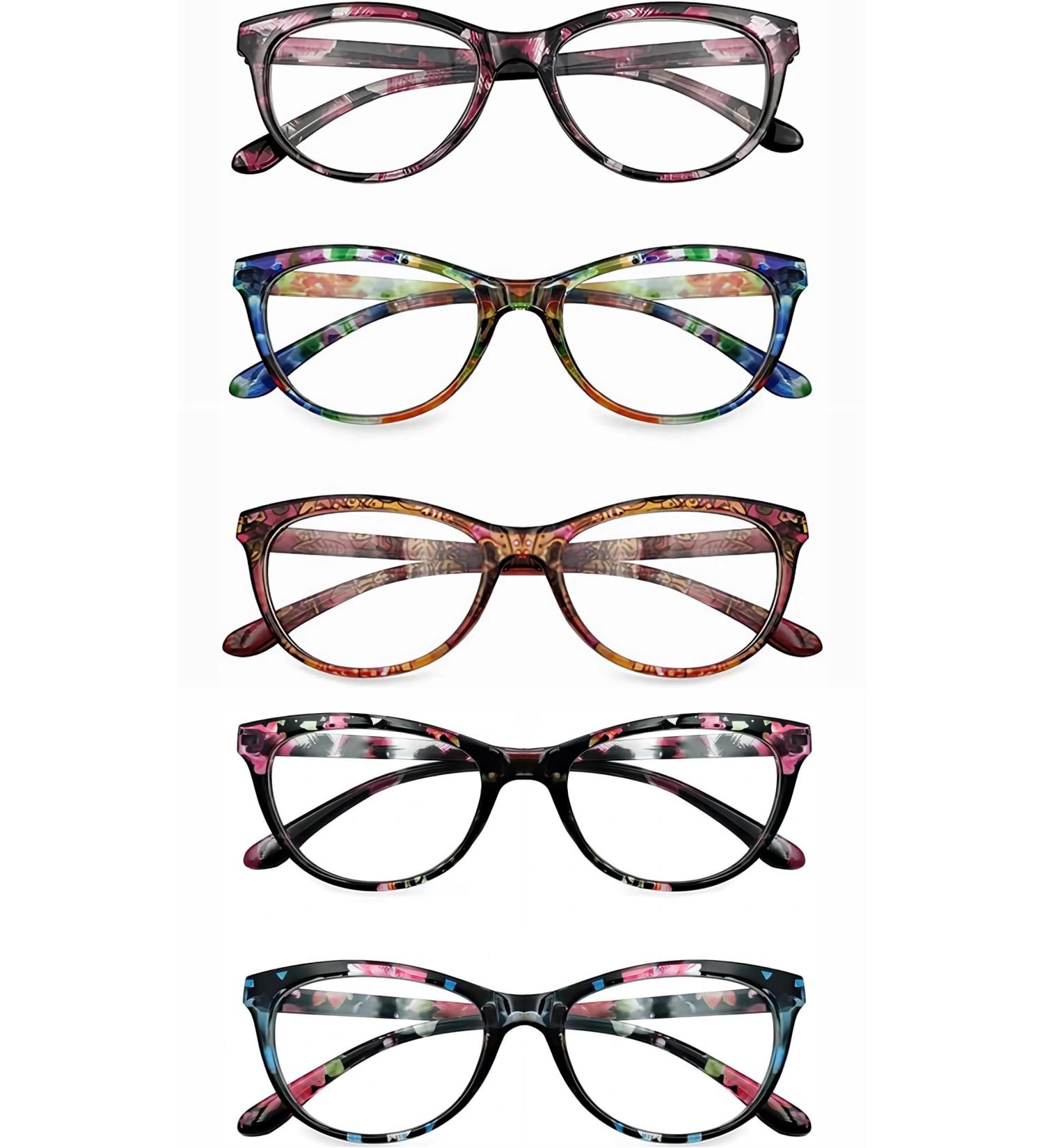 5 Pack Ladies Reading Glasses - Blue Light Blocking Eyewear with Spring Hinge & Fashion Patterns | Multicolor 2.5x Reading Glasses for Women - Buy Online on GoSupps.com