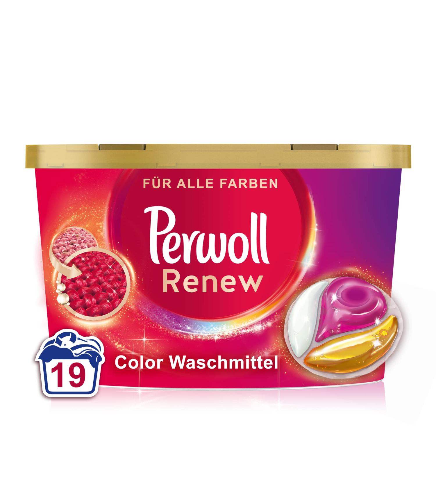 Perwoll Renew Caps Color & Fiber Care - All-in-1 Detergent for 19 Washloads - Gentle Cleaning & Refreshment - Buy Online on GoSupps.com