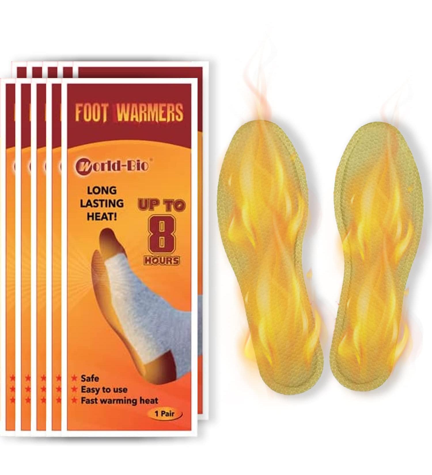 Ultra Thin Insole Foot Warmers - 8 Hours of Heat, Adhesive, Disposable Packs - Natural, Odorless, Air Activated - 10 Pairs - Buy Online on GoSupps.com