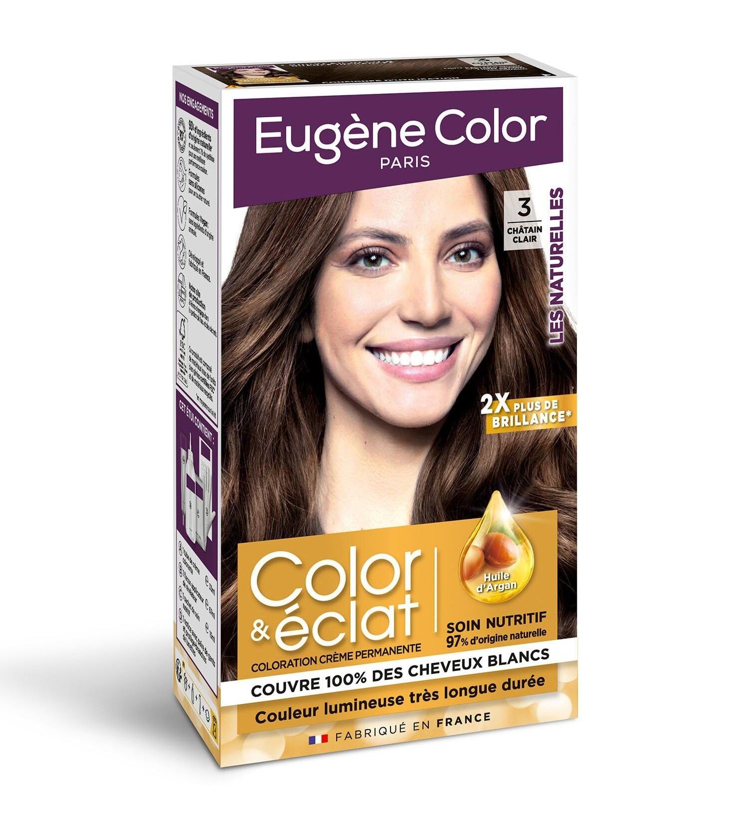Coloration Permanente 3 Ch tain Clair Color & clat Les Naturelles EUGENE COLOR - la boite de 115 ml Lot De 3 - Par Lot